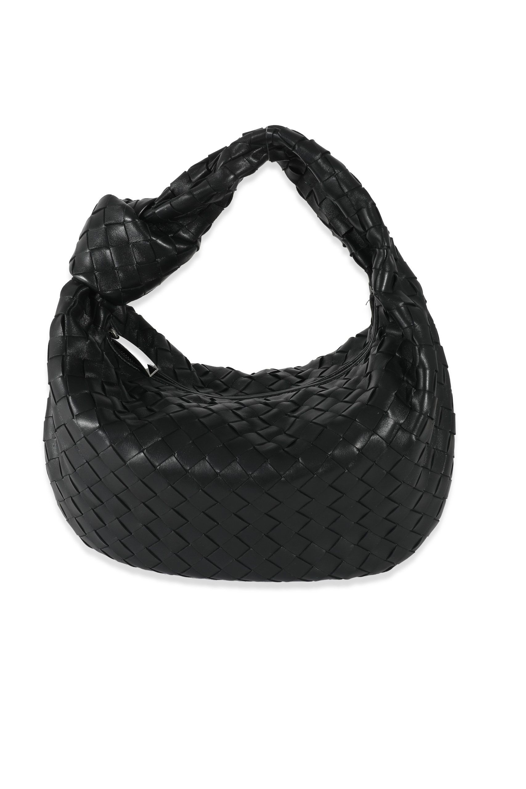 image of Bottega Veneta Black Intrecciato Lambskin Teen Jodie, Women's
