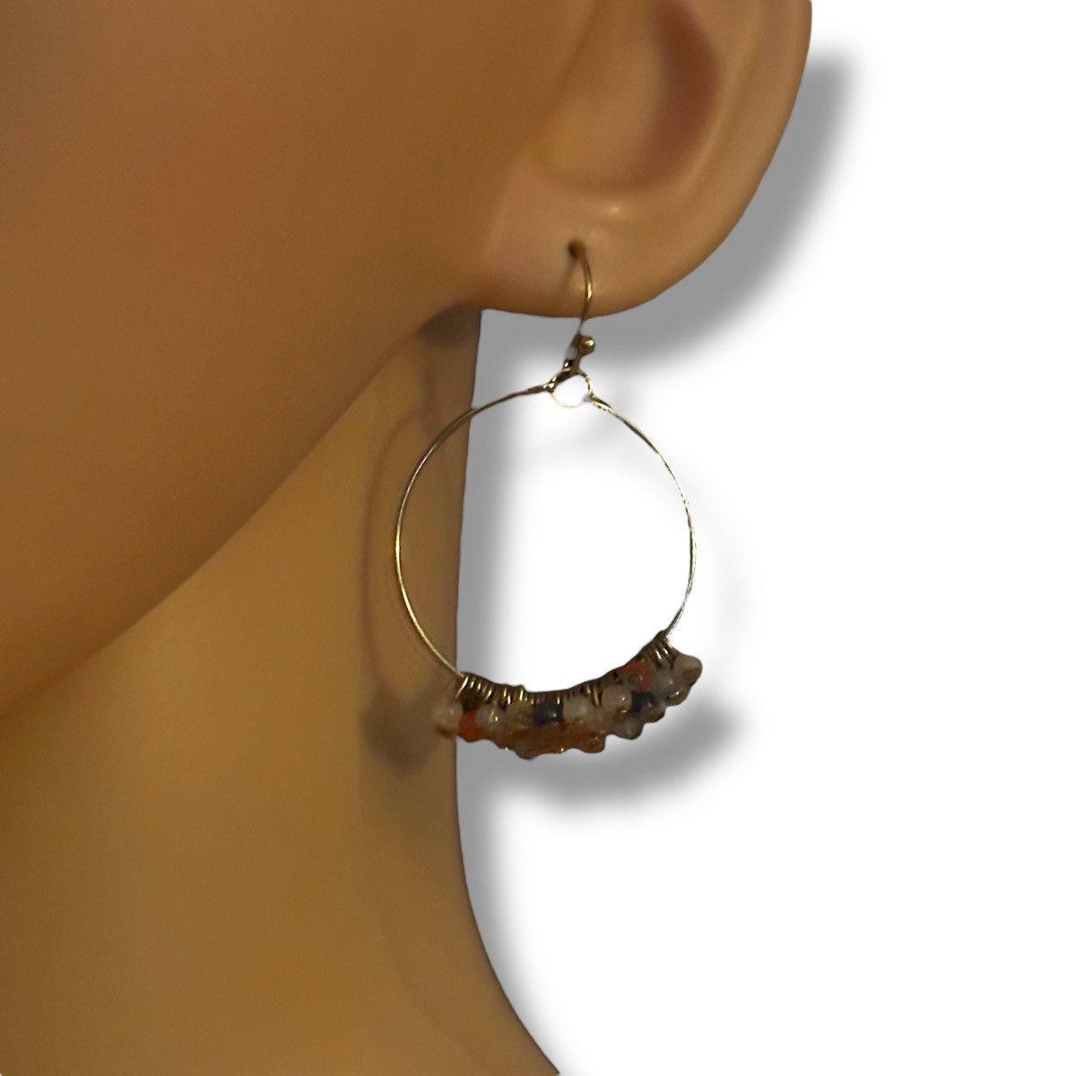 Other Gold tone multicolor dangle beads hoop earrings Size ONE SIZE - 2 Thumbnail
