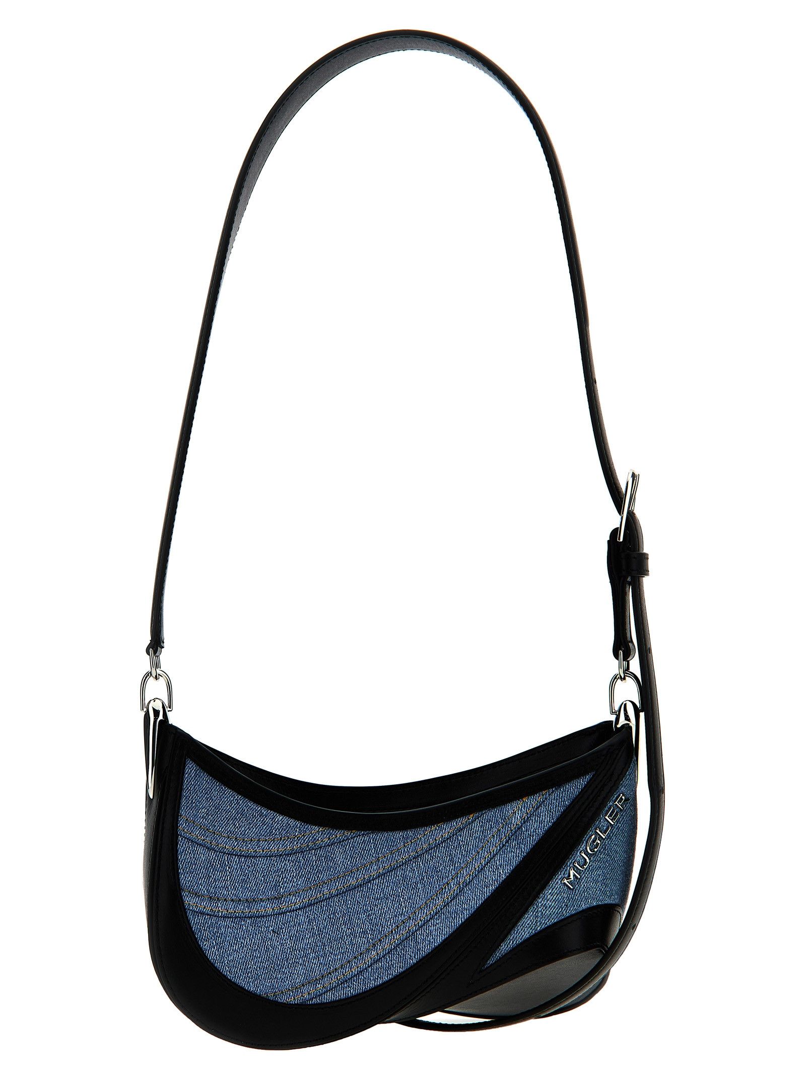 Mugler 'small Denim Spiral Curve 01' Shoulder Bag, Women's