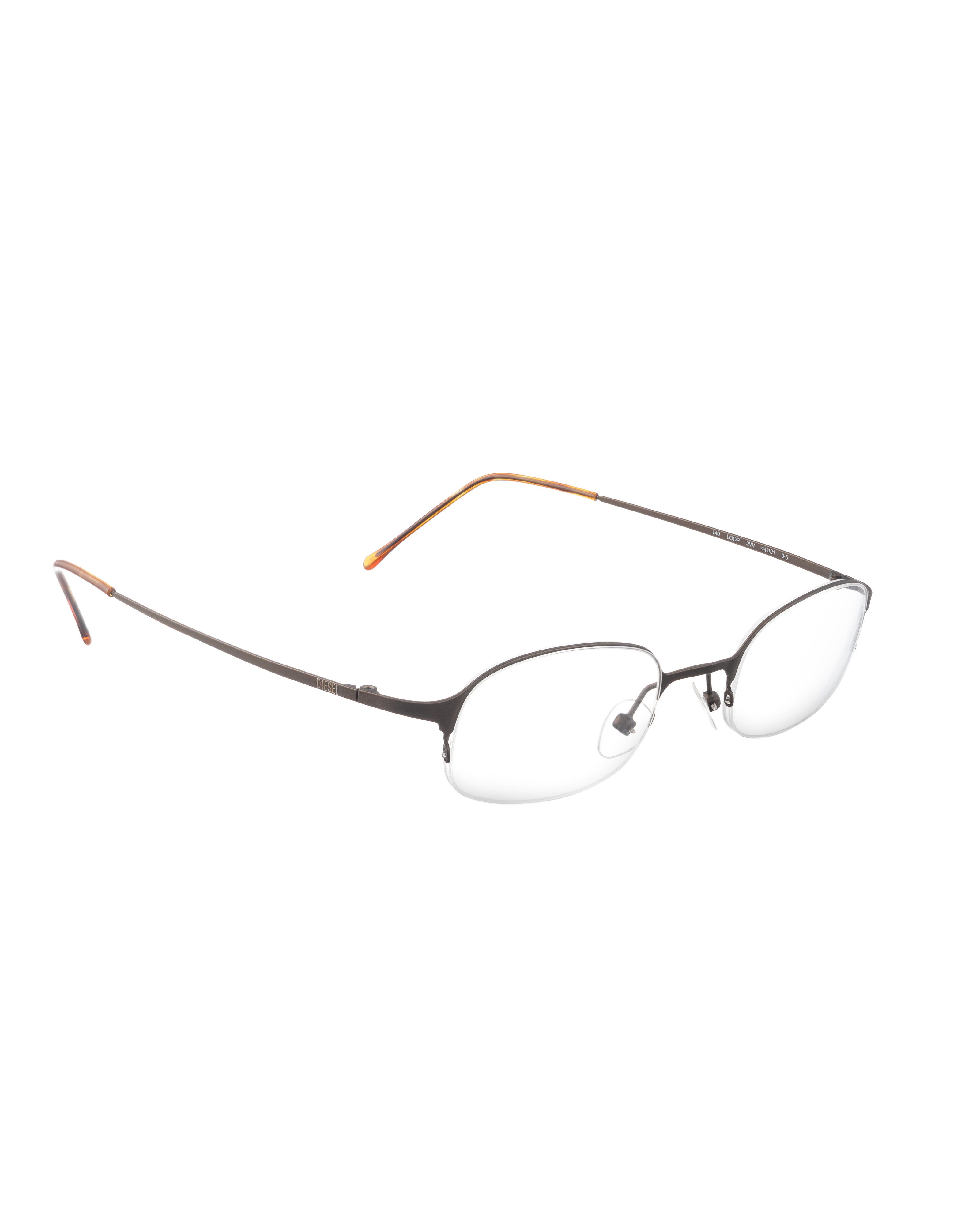 Diesel Diesel 90s Half Rim Oval Silver Metallic & Orange Glasses Size ONE SIZE - 1 Thumbnail
