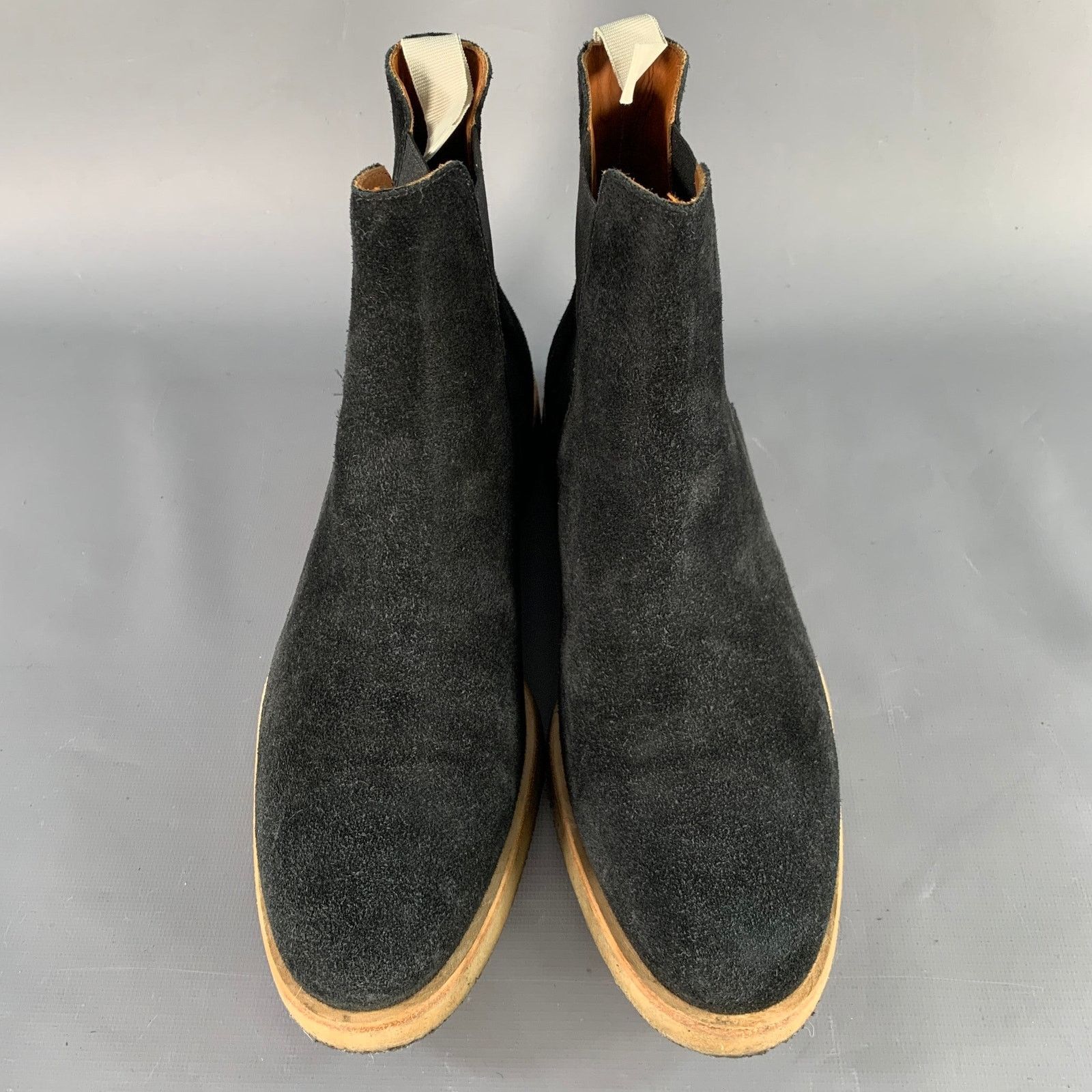 Common Projects Black Suede Crepe Sole Pull On Chelsea Ankle Boots Size US 11 / IT 41 - 4 Thumbnail