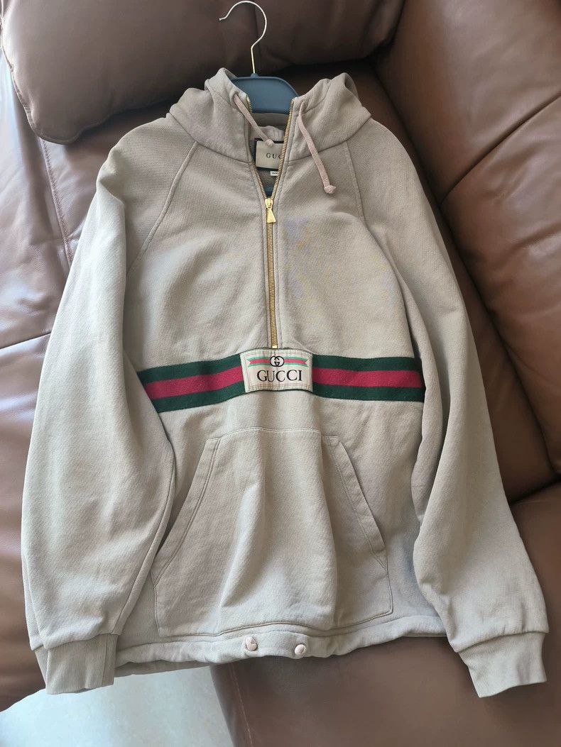 Gucci Gucci Half-Zip Hoodie with Red-Green Web LOGO Size US XS / EU 42 / 0 - 1 Thumbnail