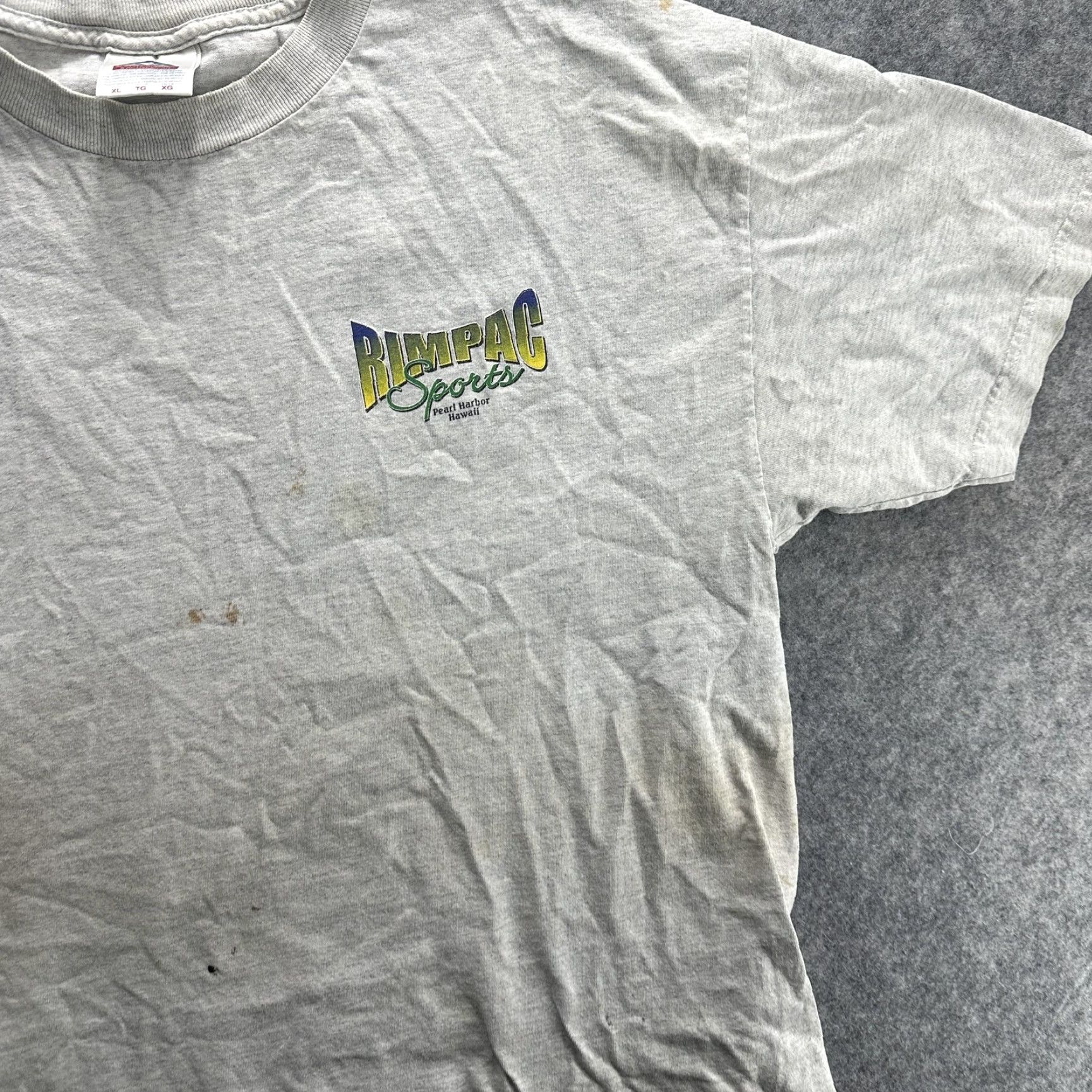 Vintage VINTAGE Alstyle RIMPAC Sports T-Shirt Mens XL Gray 2000s Pearl Harbor Hawaii Navy MWR Size US XL / EU 56 / 4 - 4 Thumbnail