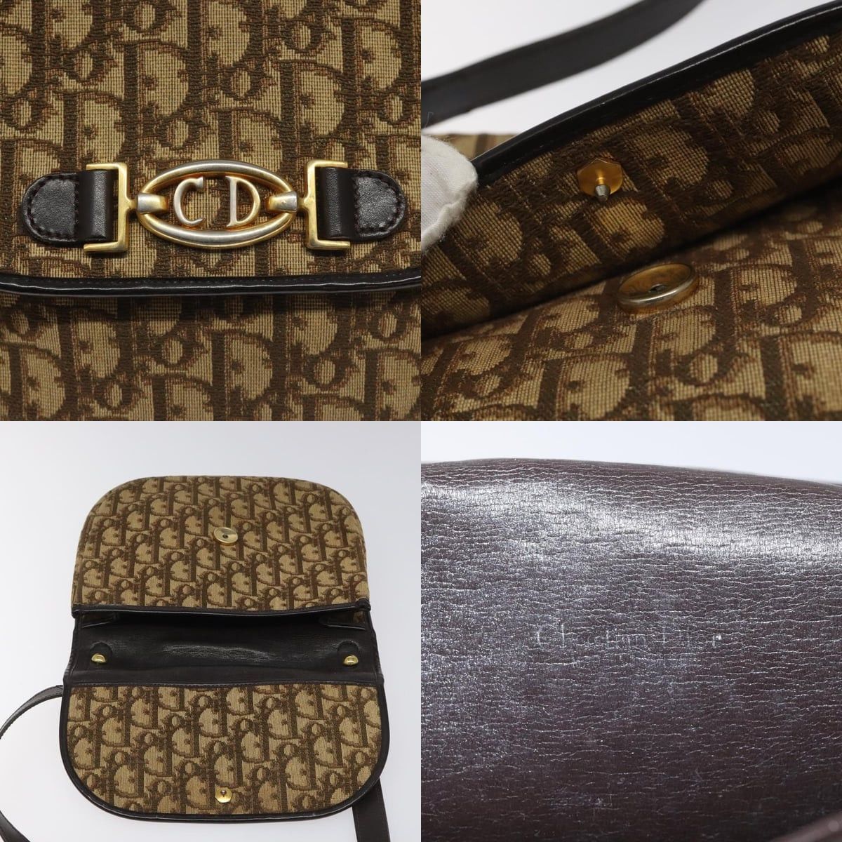 Dior DIOR Trotter Canvas Shoulder Bag Brown Gold Size ONE SIZE - 11 Thumbnail