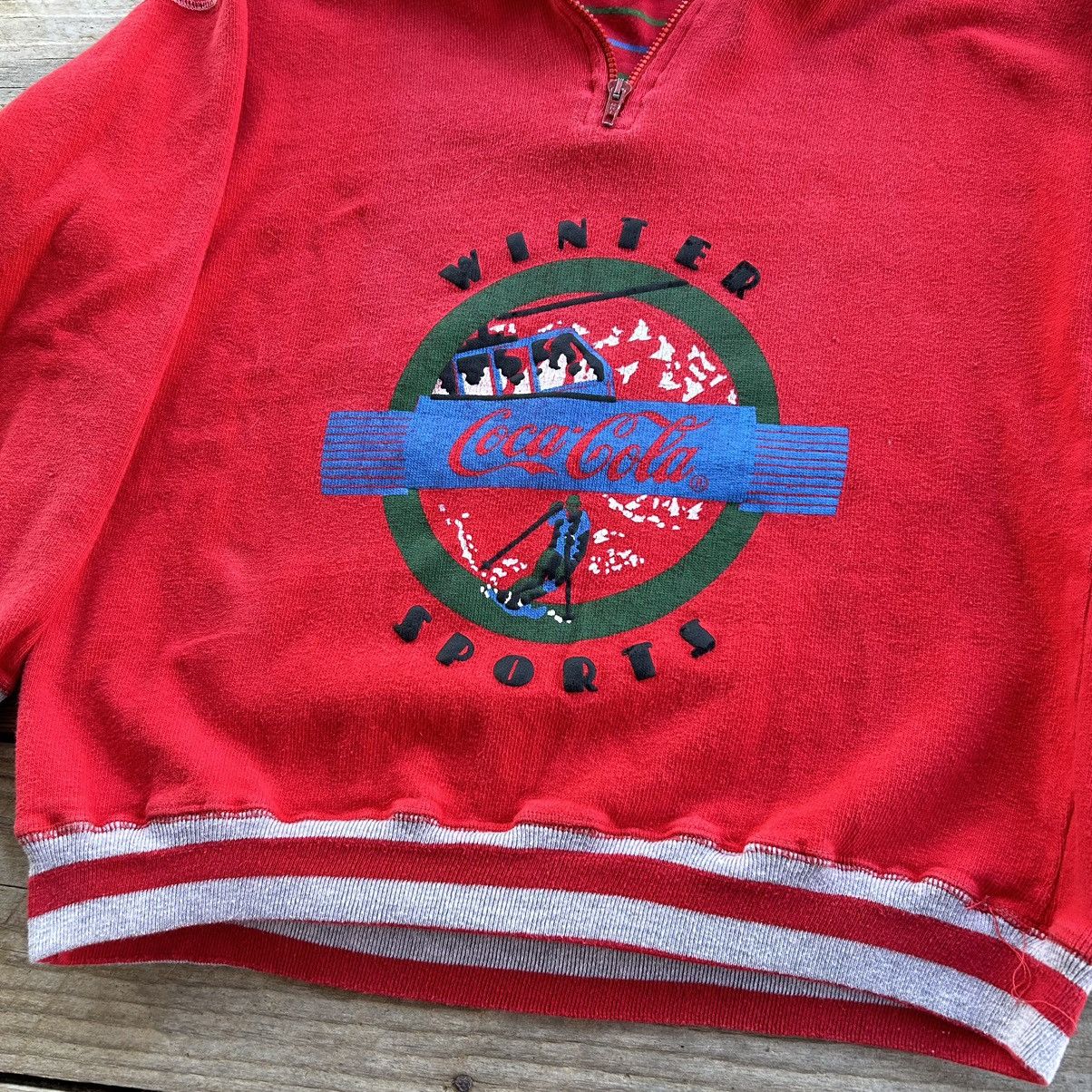 Coca Cola Vintage 90s Coca Cola Pullover Sweatshirt Zip Winter Sports Size US M / EU 48-50 / 2 - 3 Thumbnail