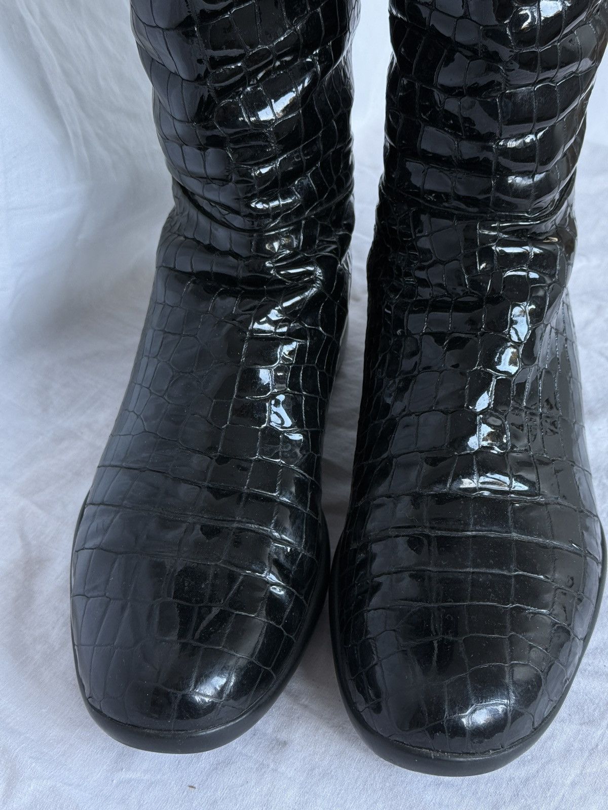 Prada Vintage Prada Linea Rossa Black Patent Leather High Boots Size US 8 / IT 38 - 6 Thumbnail
