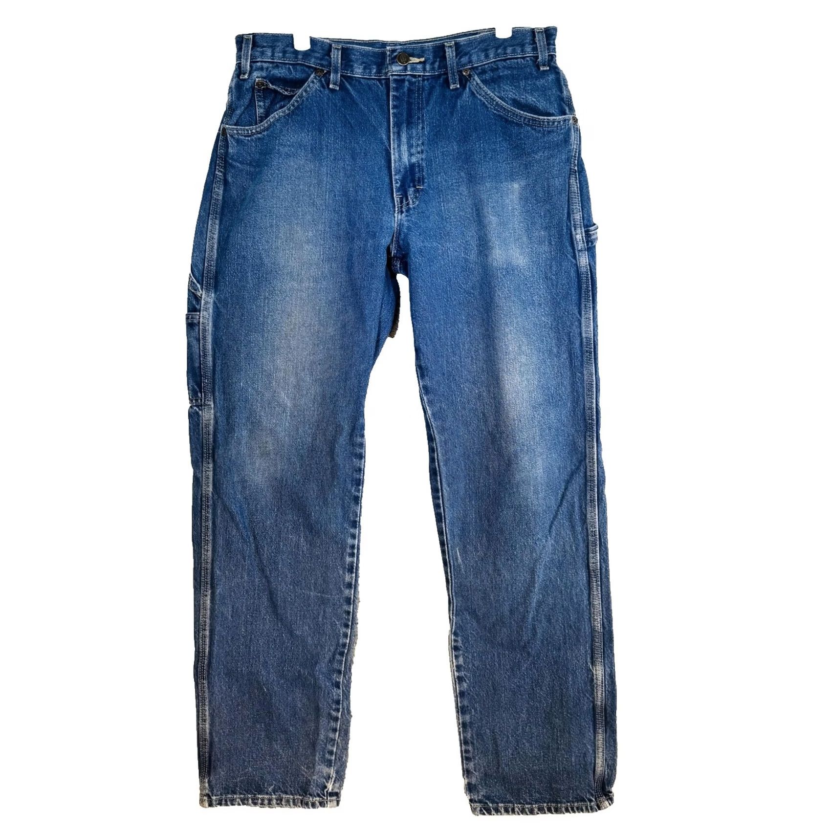 Dickies Dickies Jeans Mens 33x34 Blue Medium Wash Straight Relaxed Denim Zip Fly Pants Size US 33 - 5 Thumbnail