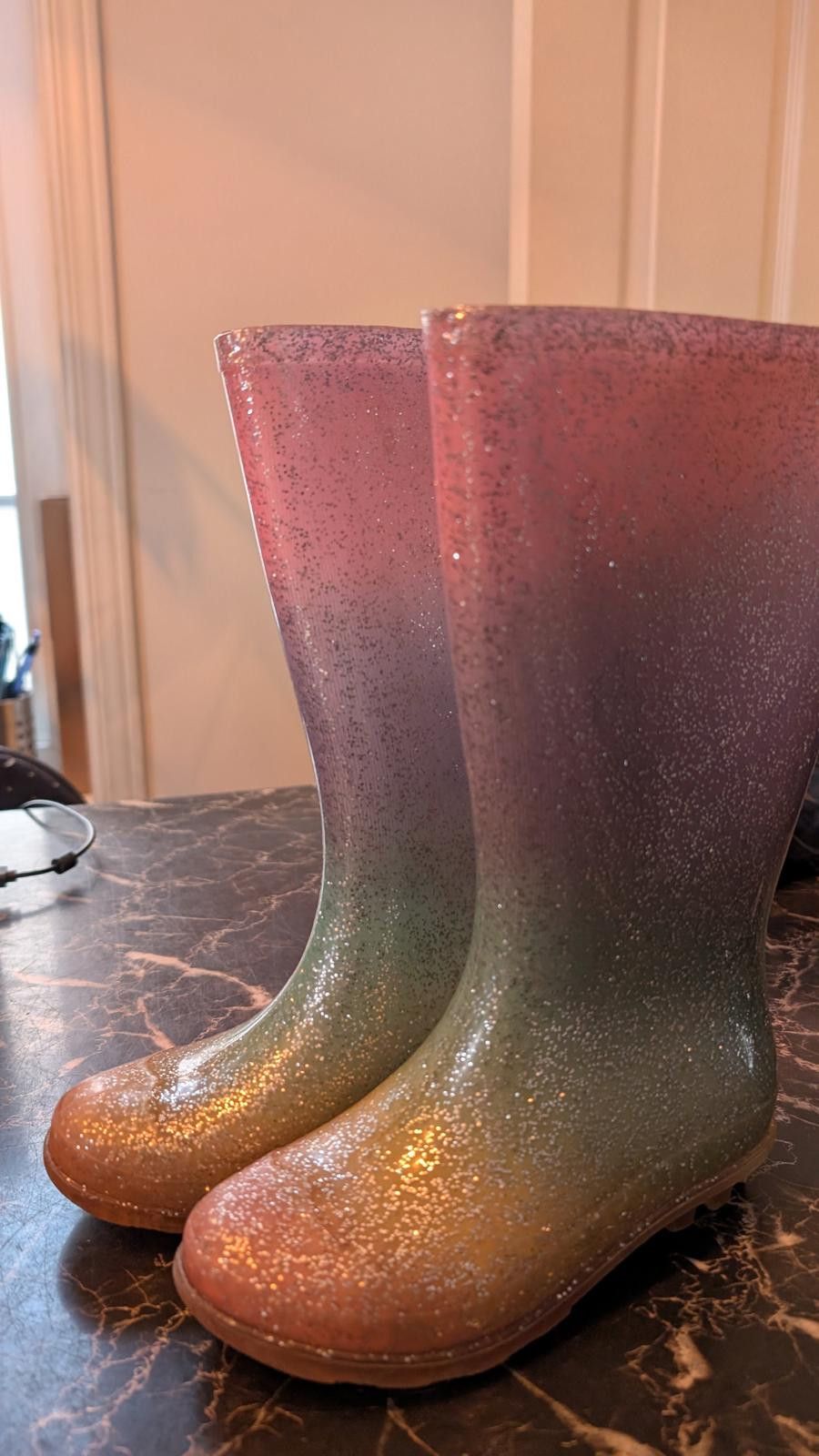 The Unbranded Brand Kids Glitter Rain Boots Waterproof Rubber Toddler Size 12 Size US 12 / IT 42 - 1 Thumbnail