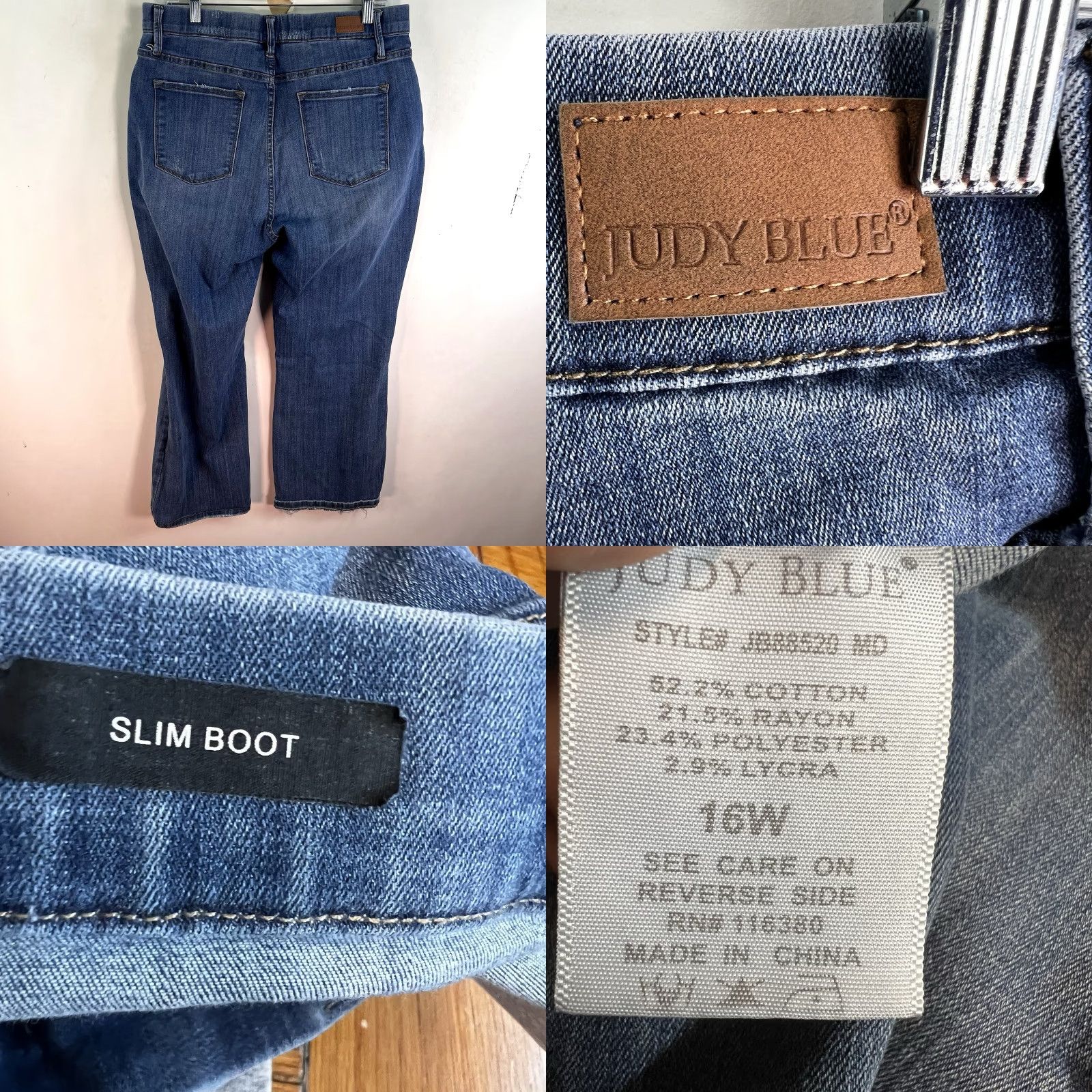 Vintage VINTAGE Judy Blue Slim Straight Denim Jeans Womens 16 Plus Blue High Rise Stretch Size 38" / US 16 / IT 52 - 8 Thumbnail