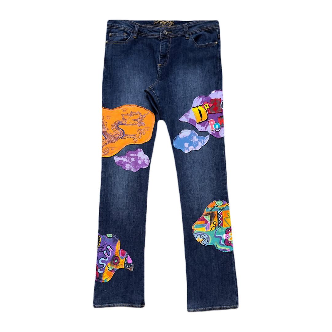 Playboy Upcycled “DRAGON POWER” Timberland Jeans Size 32" / US 10 / IT 46 - 1 Thumbnail