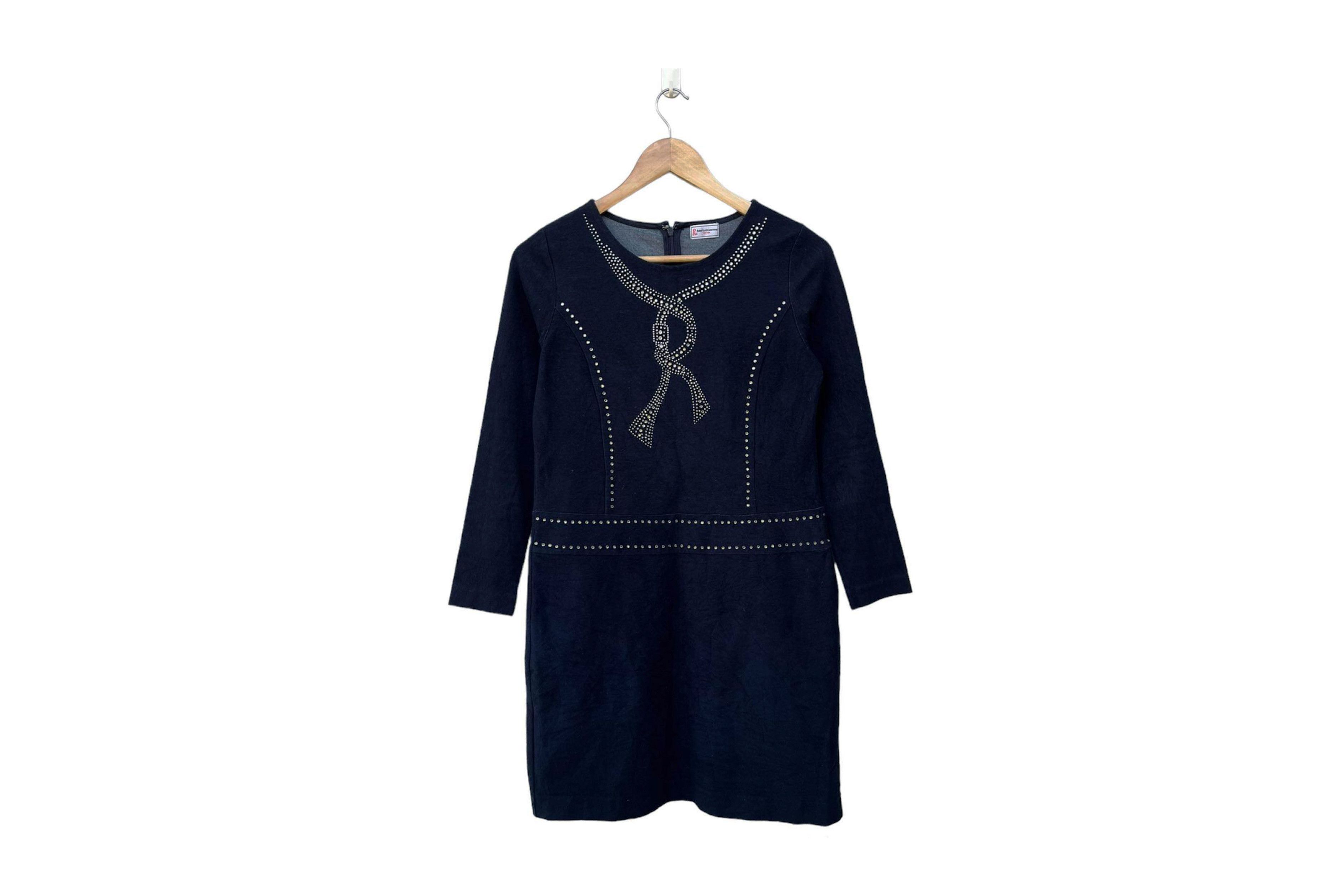 image of Roberta Di Camerino Fortuna Dress , Rhinestone Embellished in Dark Navy, Women's (Size Small)