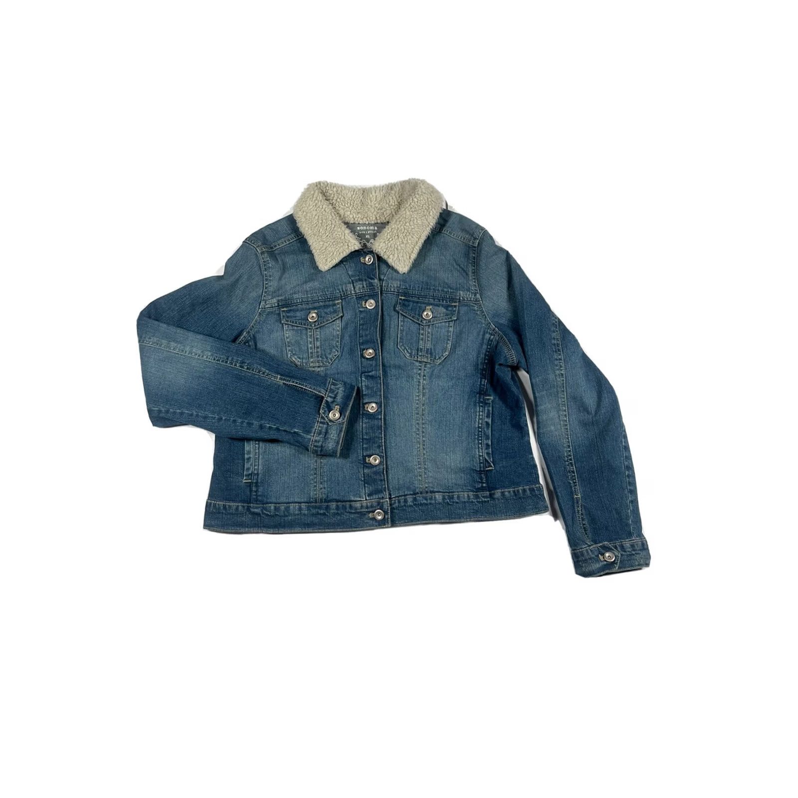 Denime VINTAGE Sonoma Lifestyle Jeans Women’s Blue Denim Jacket Button Pockets Size XL Size 40" / US 18 - 2 Thumbnail