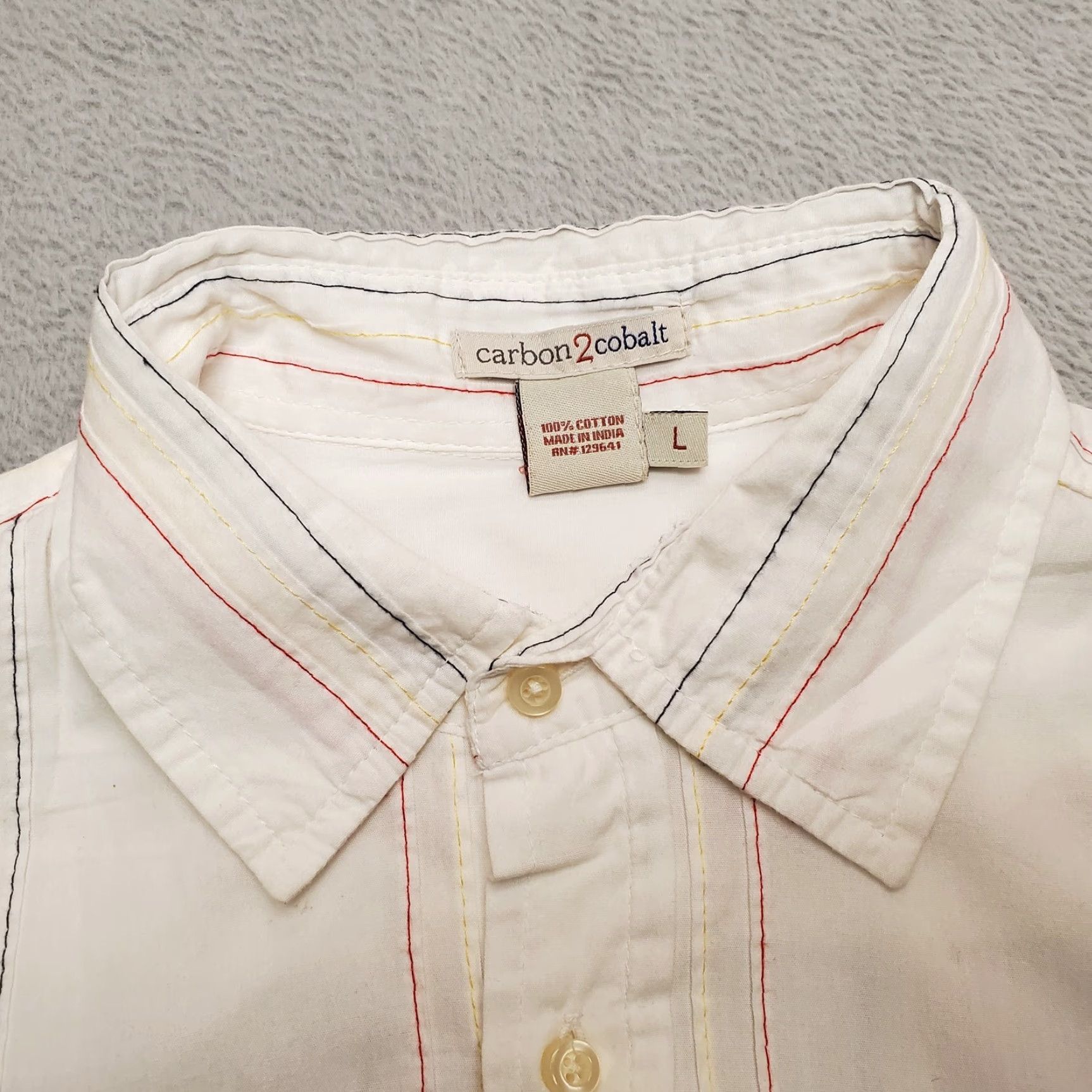 Carbon2Cobalt Carbon 2 Cobalt Shirt Mens Large White Striped Long Sleeve Button Cotton Casual Size US L / EU 52-54 / 3 - 4 Thumbnail
