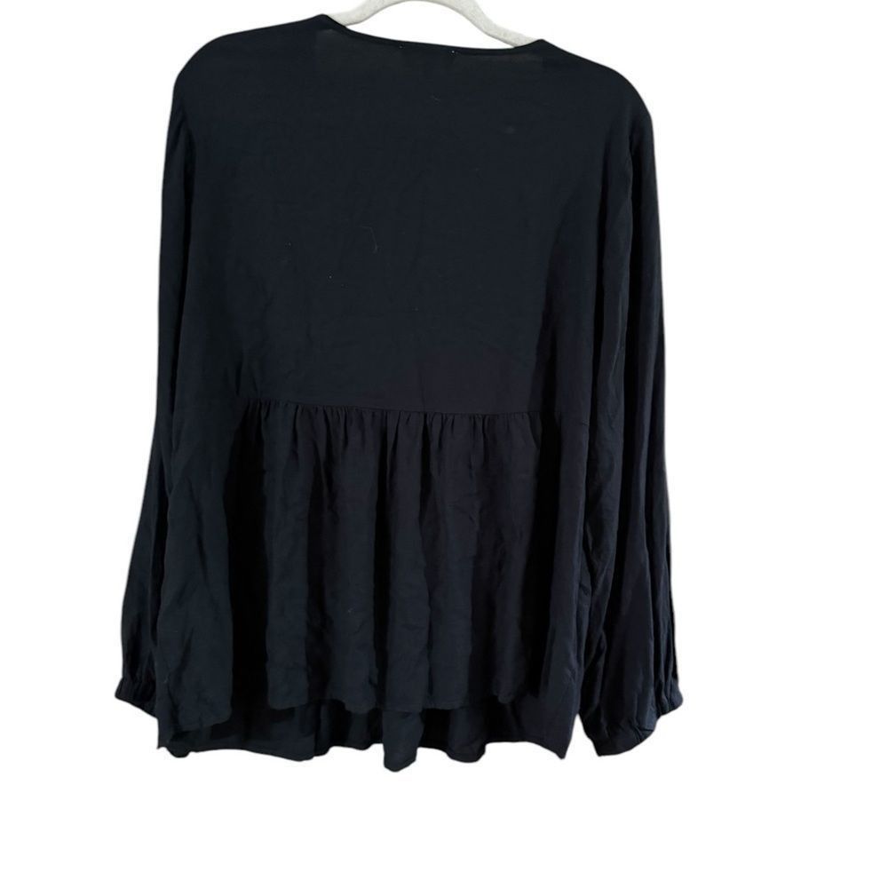 Other Black Embellished Peplum Blouse with Long Sleeves Size XXL / US 16-18 / IT 52-54 - 2 Thumbnail