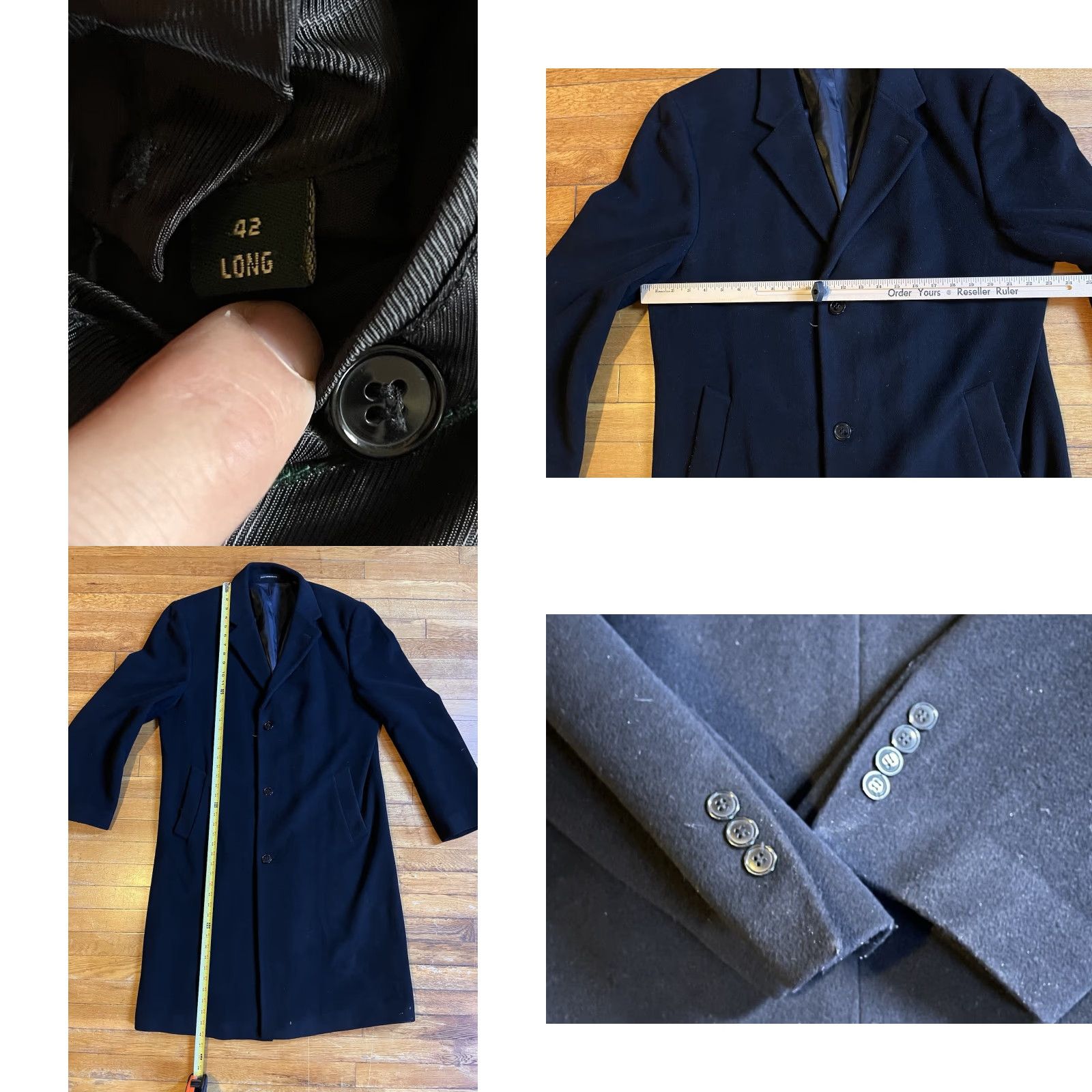 Ralph Lauren VINTAGE Lauren Ralph Lauren Cashmere Blend Long Overcoat Men 42 Black 46 Chest Heavyweight Regular Fit Pockets Buttoned Size US XS / EU 42 / 0 - 9 Thumbnail