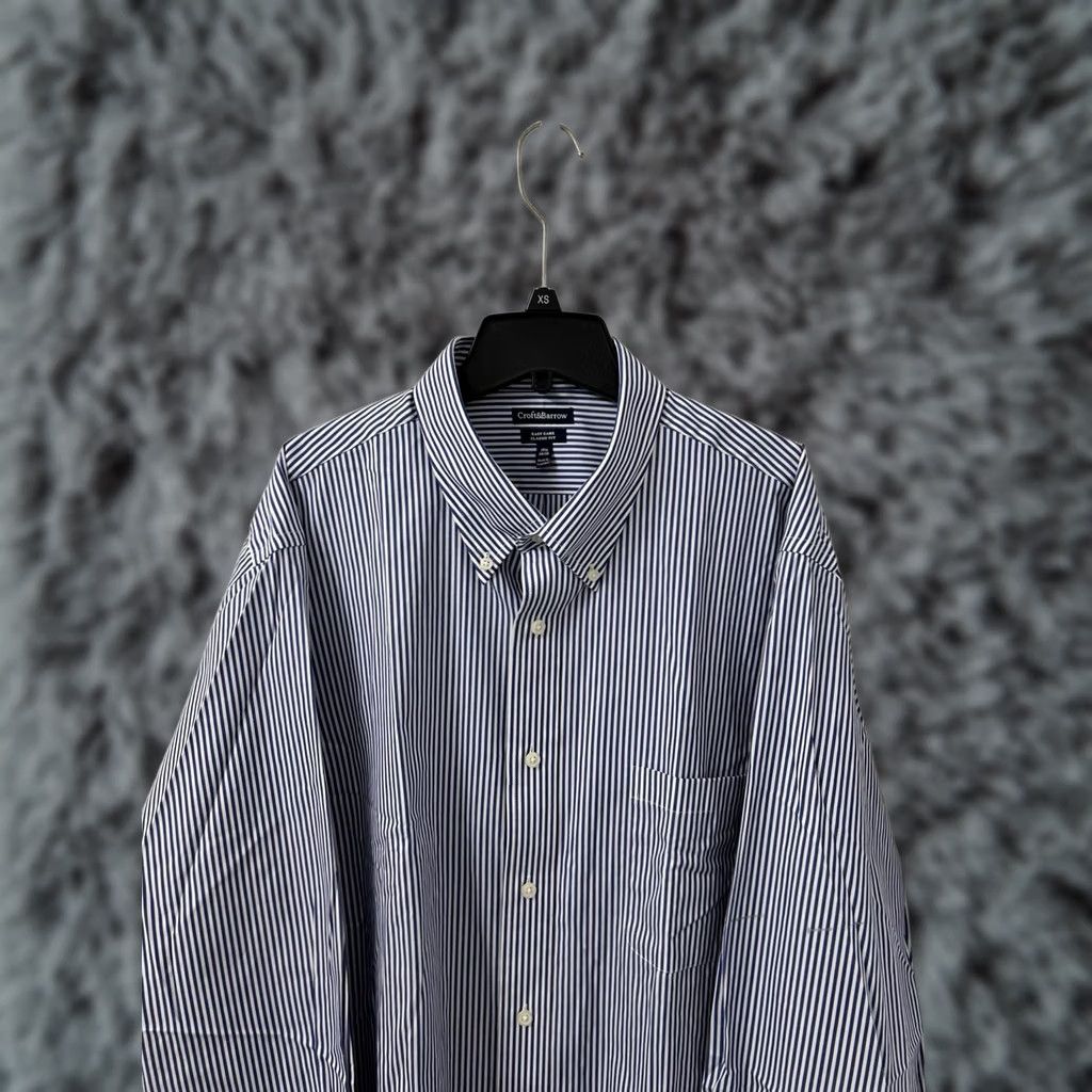 Croft & Barrow Croft & Barrow Shirt Mens Sz 18.5 Blue White Striped Oxford Classic Fit L/S Size US XXL / EU 58 / 5 - 1 Thumbnail