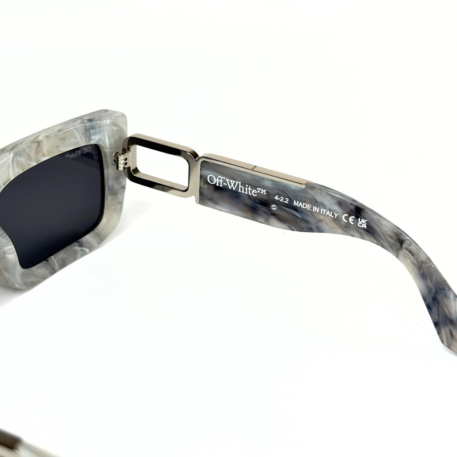 Off-White OFF-WHITE 073 OERI073 Gray Marble BOSTON Logo Sunglasses Size ONE SIZE - 7 Thumbnail