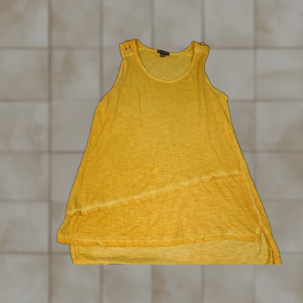 Vintage New Directions Womens Blouse Medium Yellow Sleeveless Tank Pullover Knit Cotton Raglan Sleeve Pocket Casual Modern Size M / US 6-8 / IT 42-44 - 1 Thumbnail
