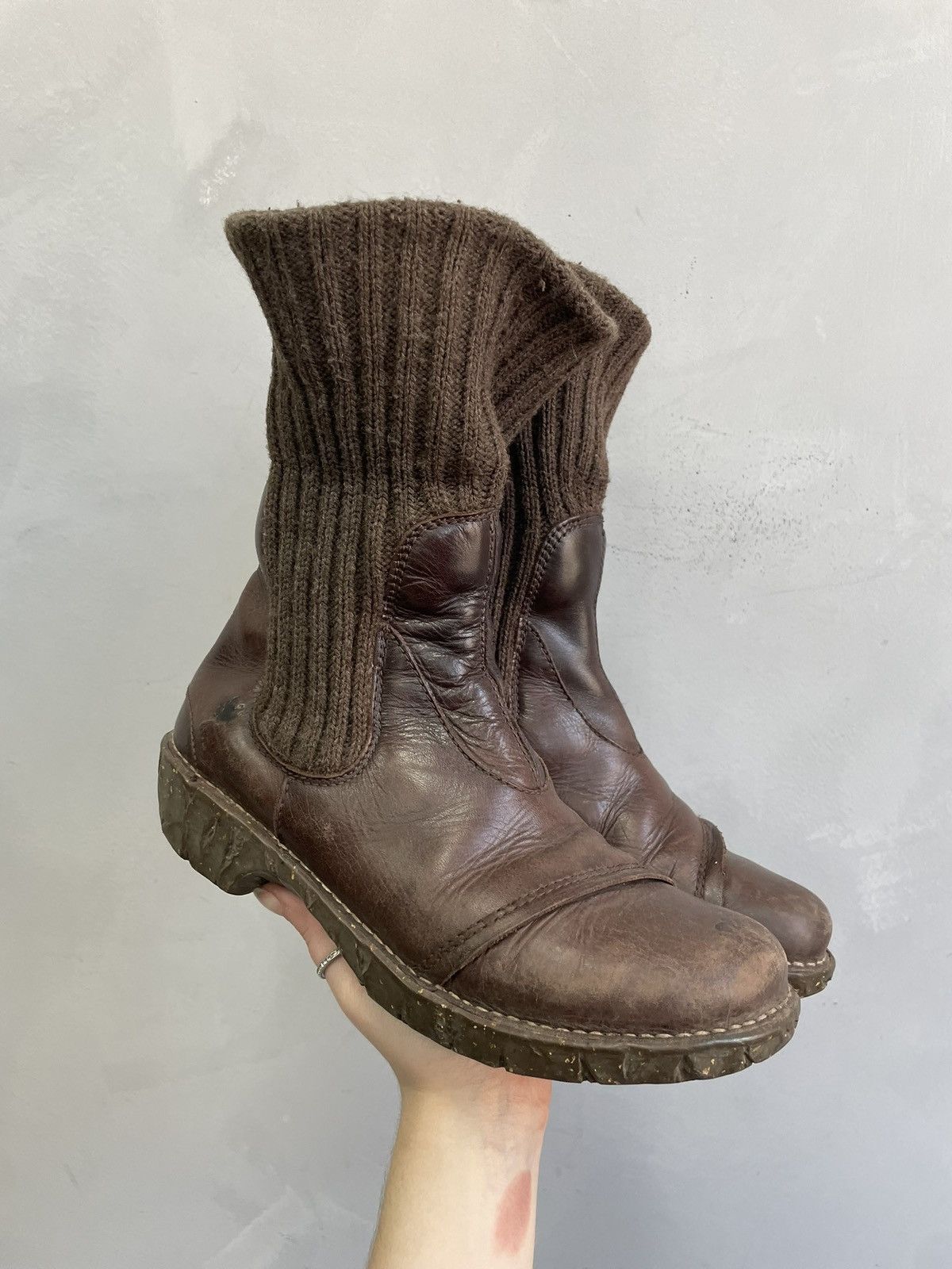 New Rock Avant garde style Brown Leather Boots Casual Style japanese Size US 8 / EU 41 - 2 Thumbnail