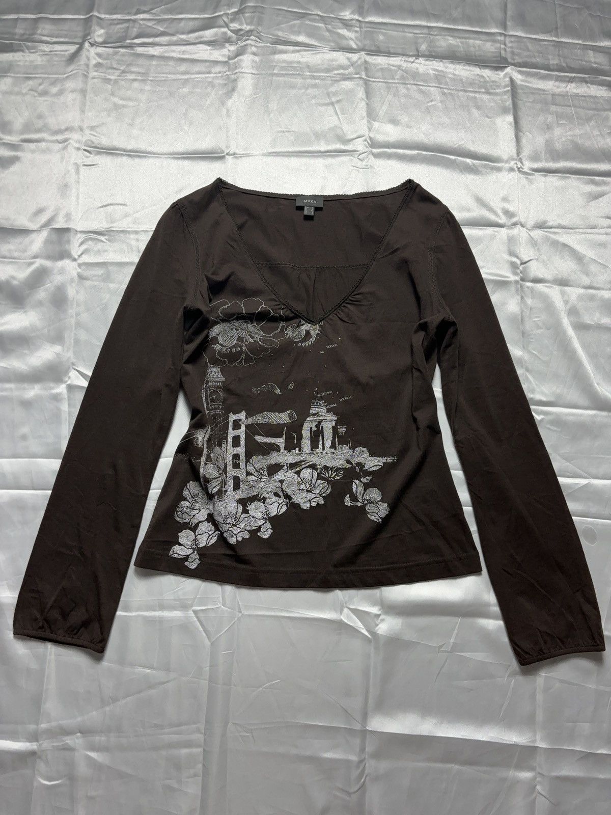 Japanese Brand × Vintage Japanese style long sleeve vintage printed top coquette Size L / US 10 / IT 46 - 1 Thumbnail