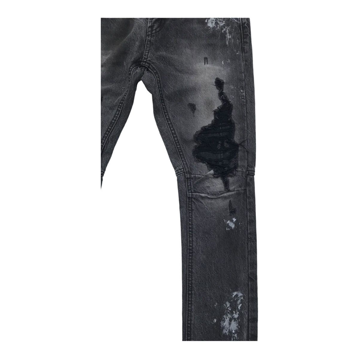 Japanese Brand Dot & Stripe Paint Splash Distressed Black Skinny Denim Pant Size US 31 - 8 Thumbnail
