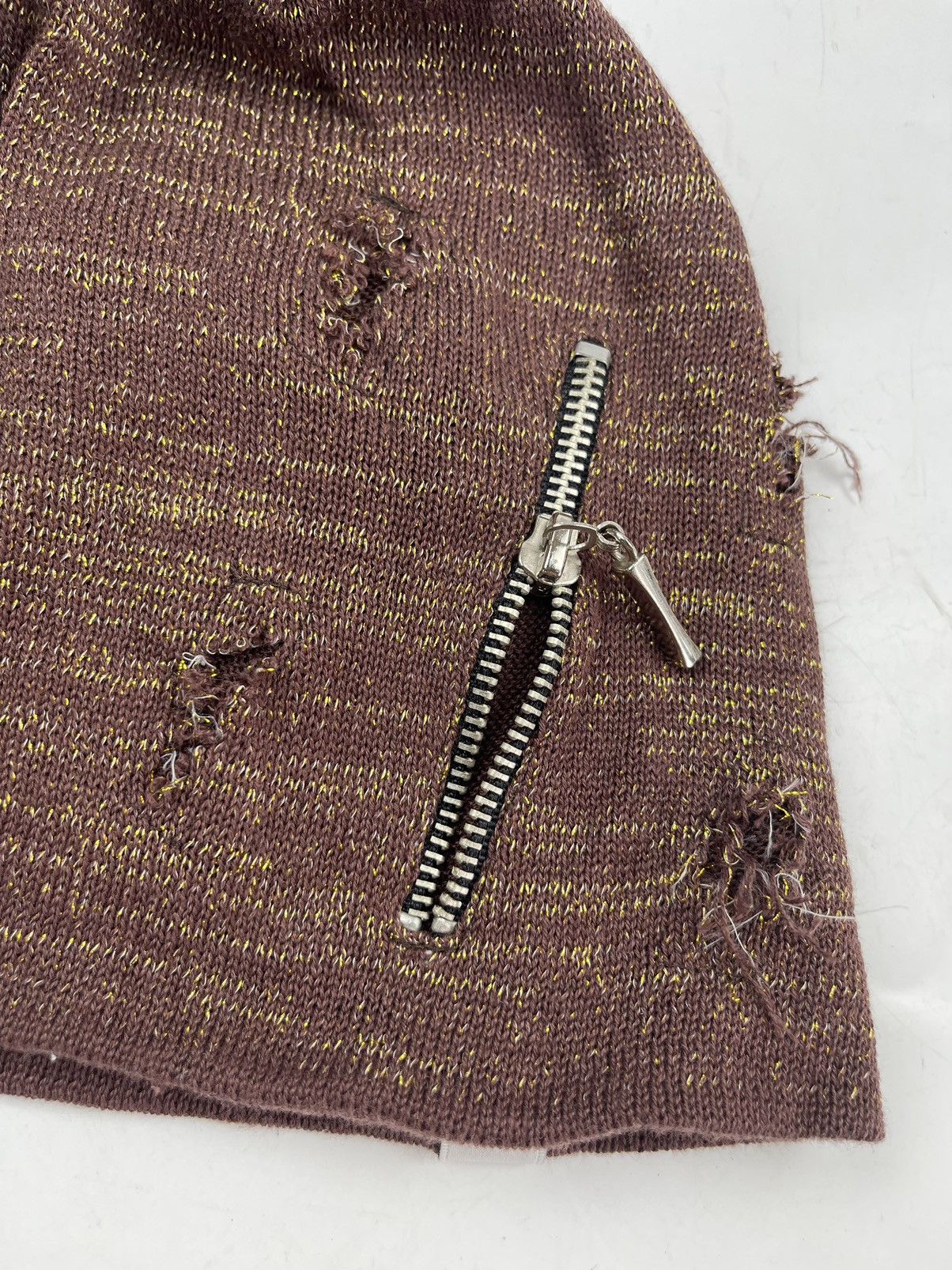 Japanese Brand rare design distressed with zipper pocket beanie hat tc21 Size ONE SIZE - 4 Thumbnail