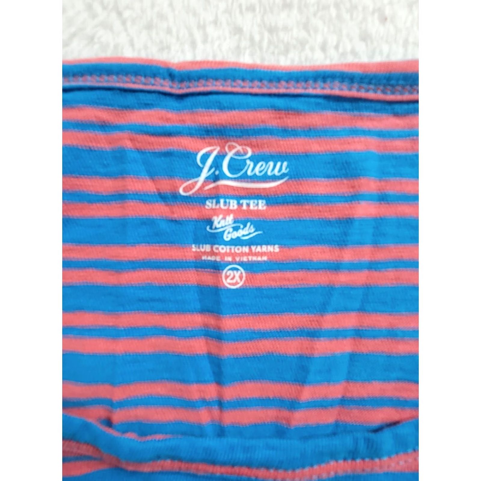 J.Crew J. Crew Womens Striped Long Sleeve Tee Shirt 2X Blue & Pink Casual Slub Cotton Shirt Women Size XXL / US 16-18 / IT 52-54 - 4 Thumbnail