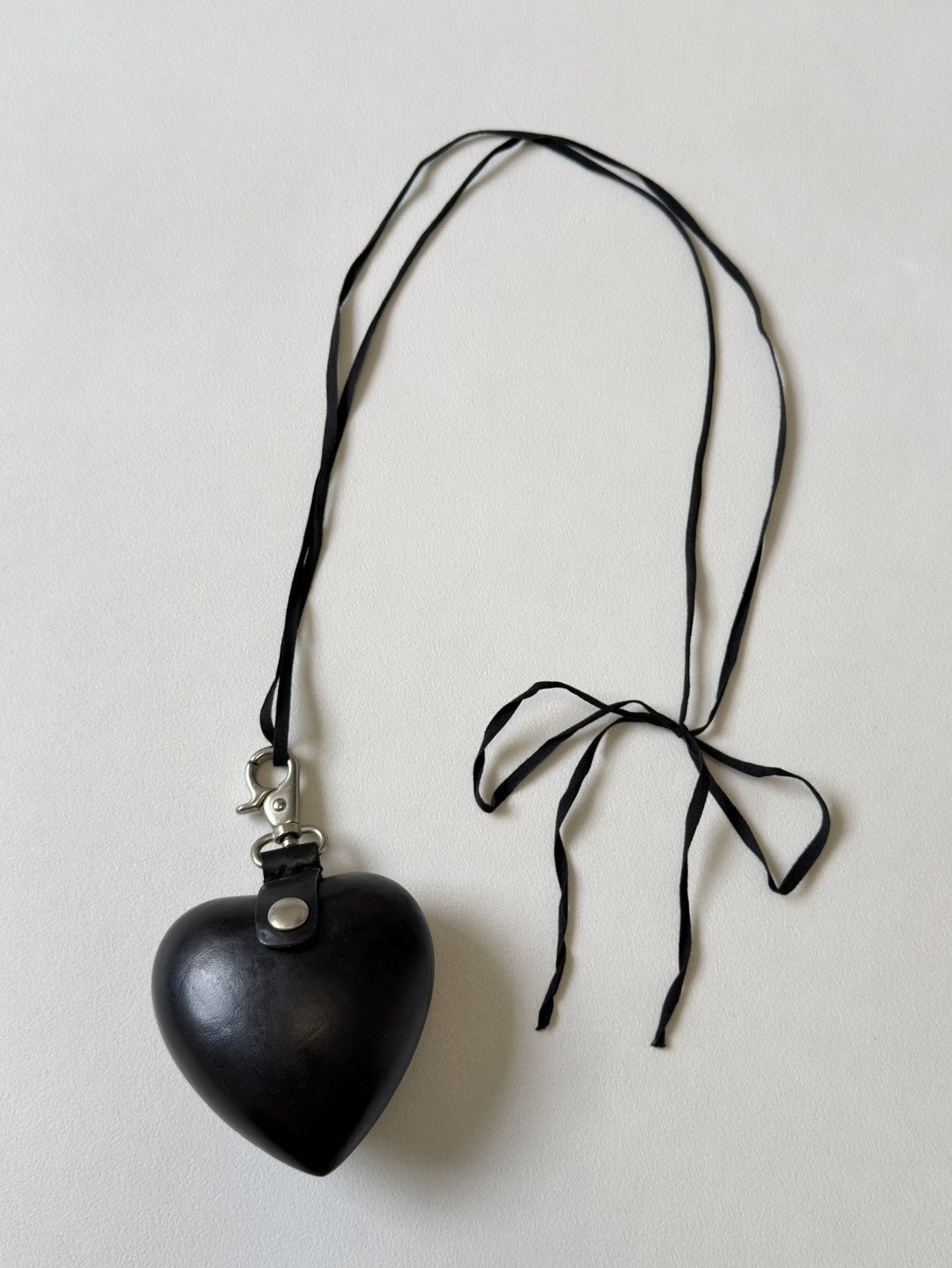 Ann Demeulemeester Black Leather Heart Shaped Locket Necklace Size ONE SIZE - 19 Thumbnail