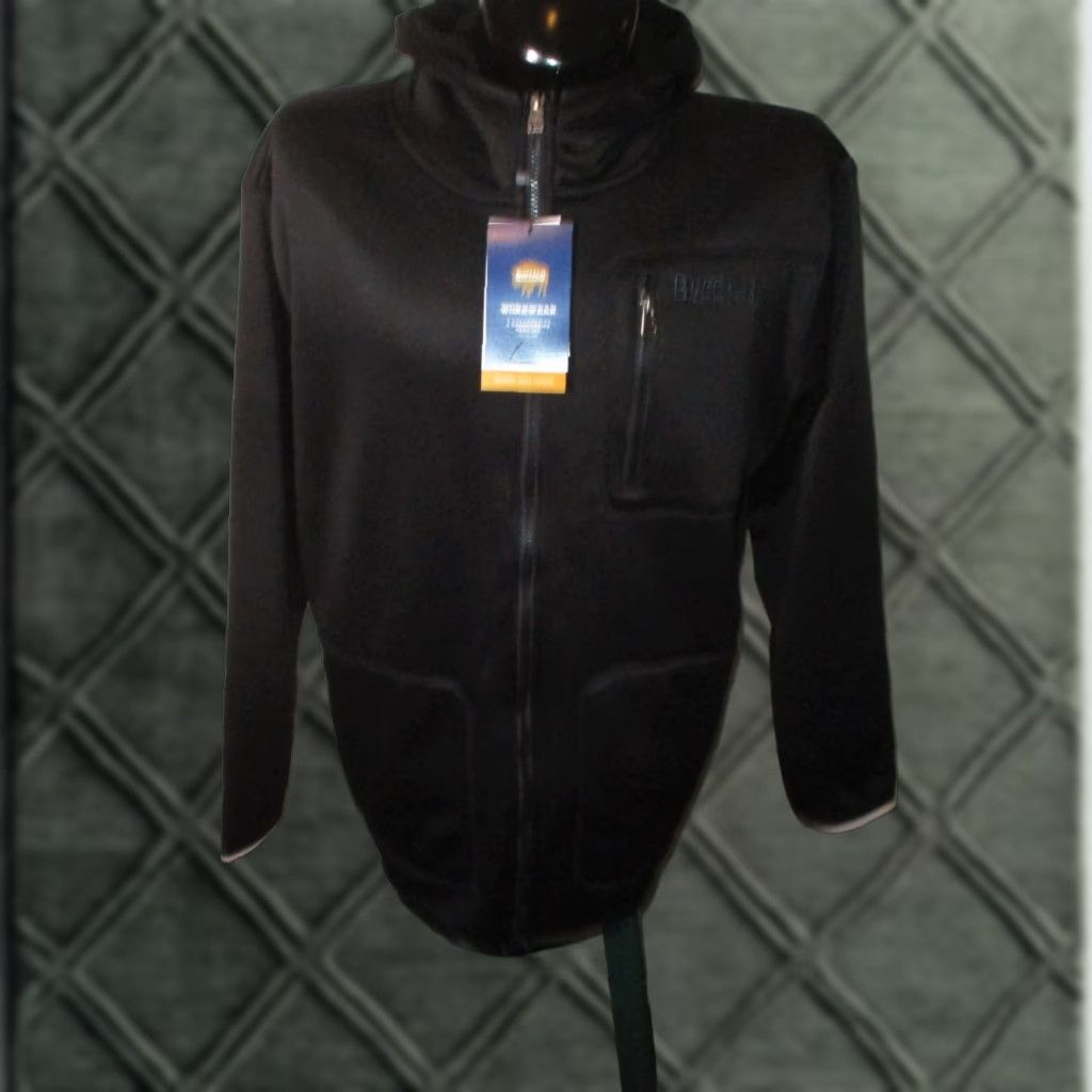 Buffalo David Bitton Jacket Black Full Zip Hooded Sherpa Lined Work Size L NWT