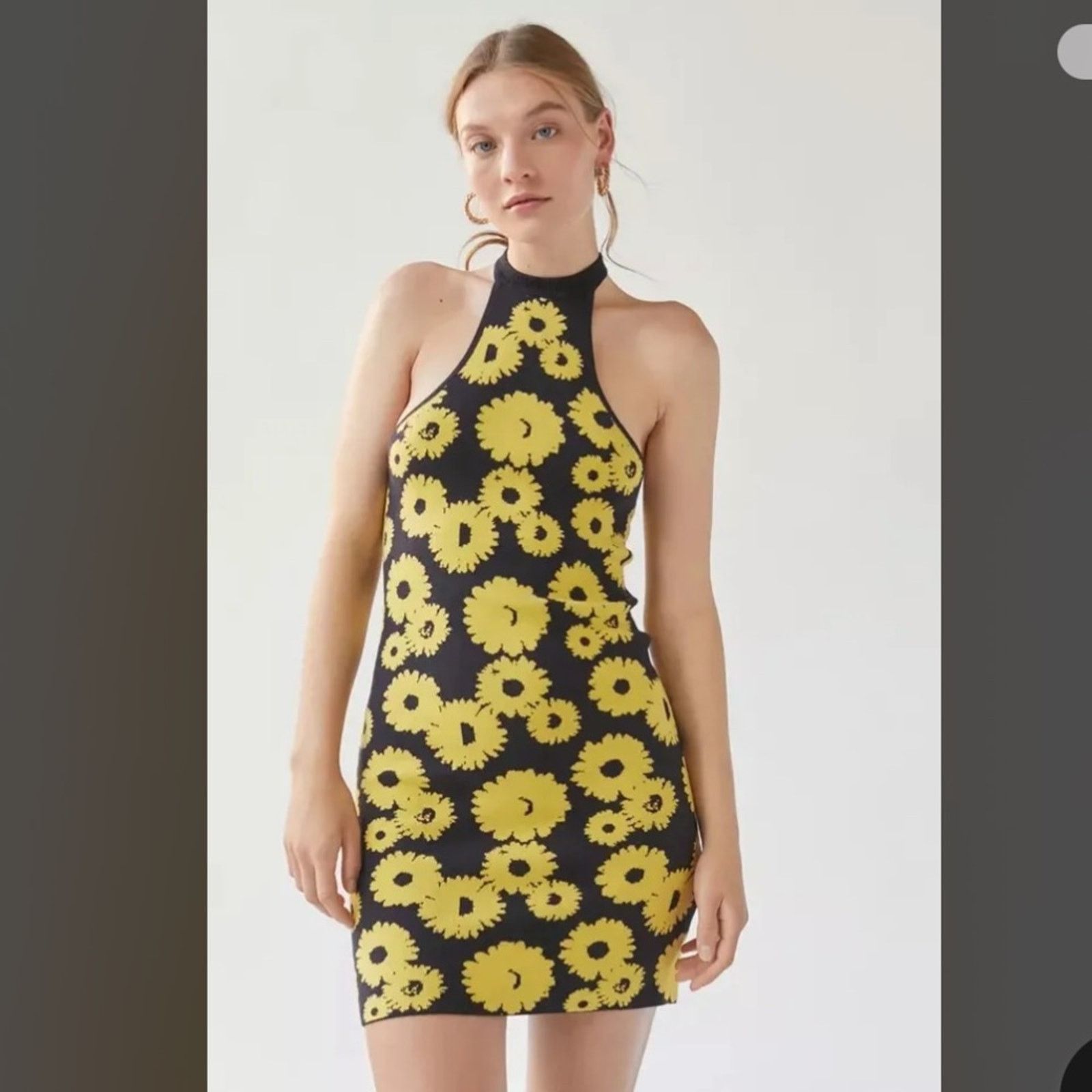 Urban Outfitters Charlie Sunflower Floral Halter Dress