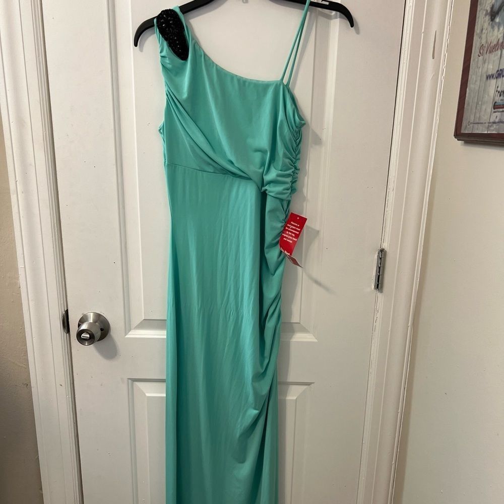 Other Sweet Storm Mint One Shoulder Ruched Evening Gown Dress Size L NWT Formal Prom Wedding Guest Size L / US 10 / IT 46 - 1 Thumbnail