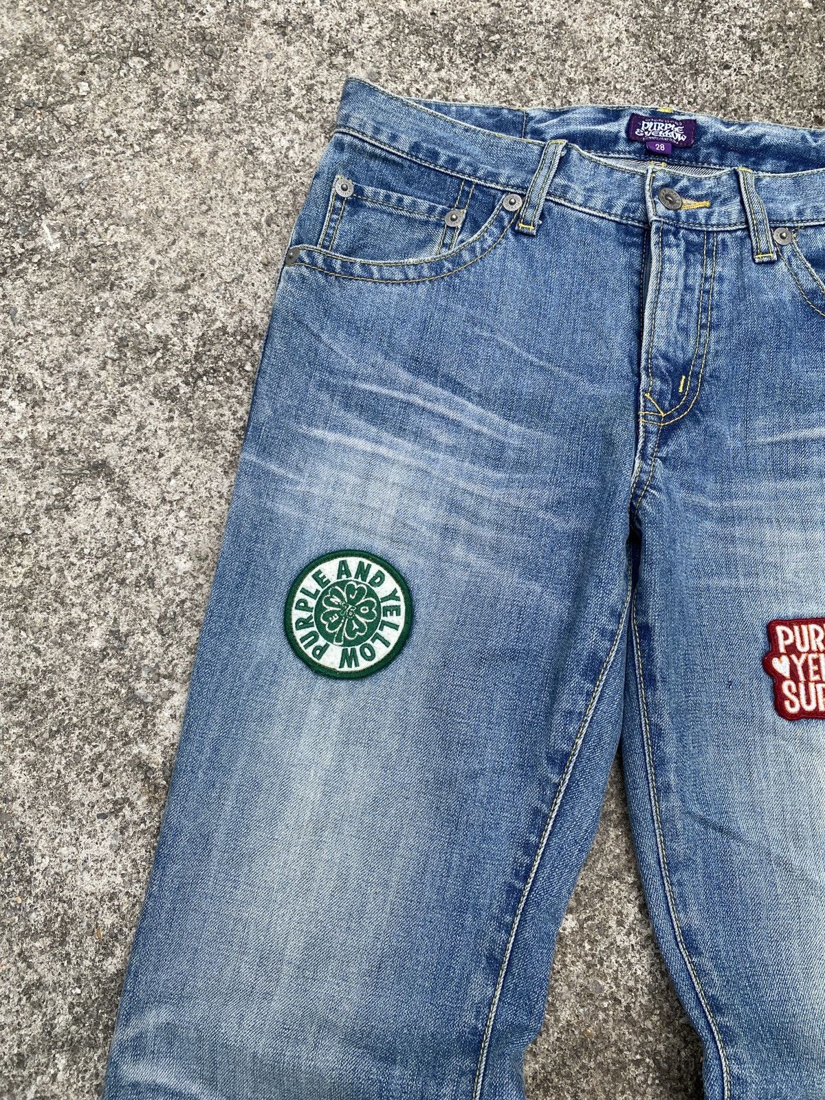 Japanese Brand × Tornado Mart Purple & Yellow Japan Patches Flare Jeans Size US 30 / EU 46 - 6 Thumbnail