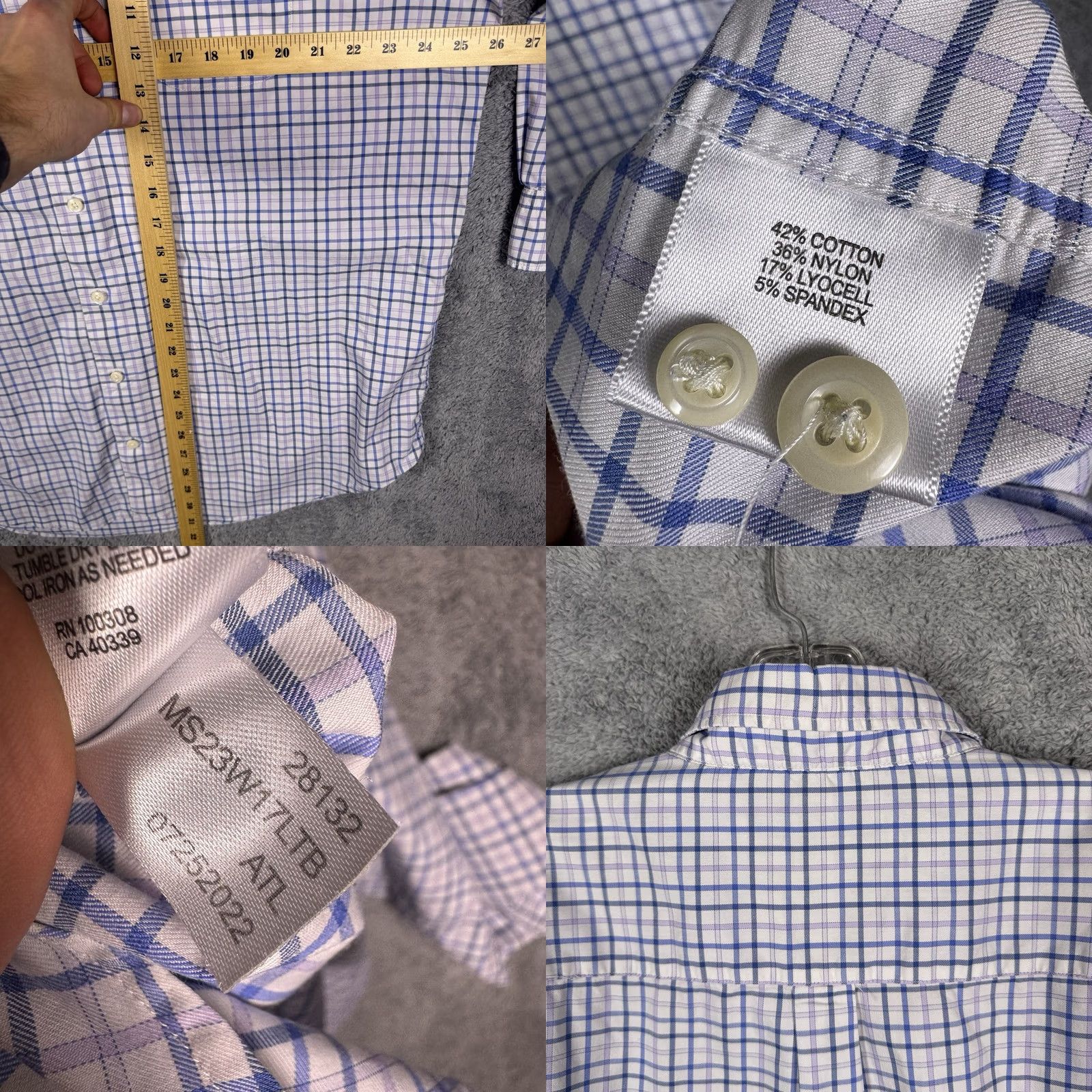 Peter Millar Peter Millar Crown Sport Shirt Men XL Noland Performance Windowpane Preppy Size US XL / EU 56 / 4 - 8 Thumbnail