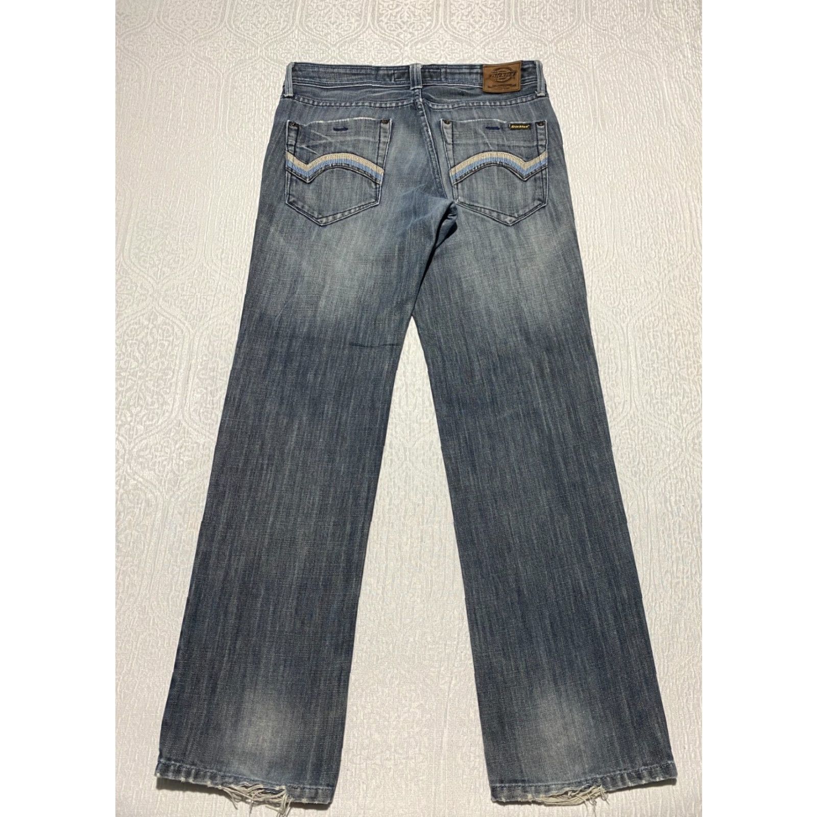 Dickies Dickies Jeans Men's 32×32 Regular Straight Distressed Embroidered USA Original Dickies jeans denim cotton 5-pocket Men Regular Gray/Medium wash Size US 32 / EU 48 - 3 Thumbnail