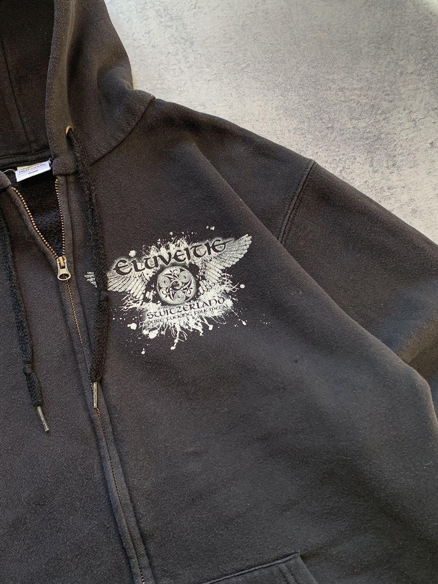 Fruit Of The Loom VTG ELUVEITIE PURE F**KING FOLK METAL Faded Zip Up Hoodie Size US M / EU 48-50 / 2 - 3 Thumbnail