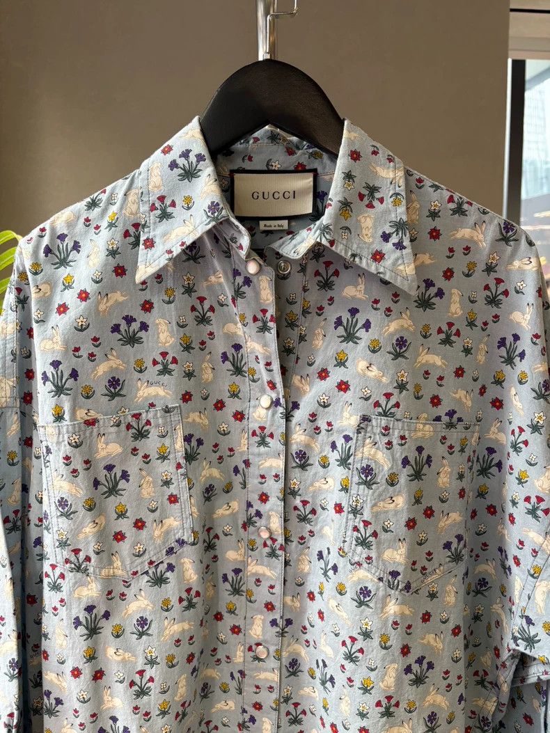 Gucci Gucci Size 36 Blue flower rabbit shirt, size 36 2502-Nexta Size US XS / EU 42 / 0 - 4 Thumbnail