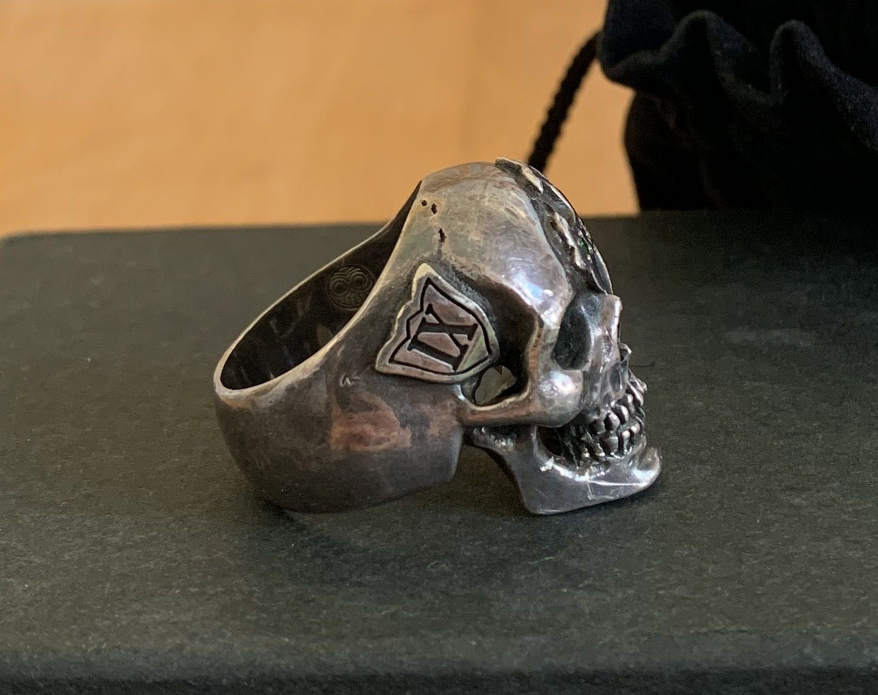 Number (N)ine SS05 "Nightcrawler" Bejeweled Silver Skull Ring w/ box Size ONE SIZE - 3 Thumbnail