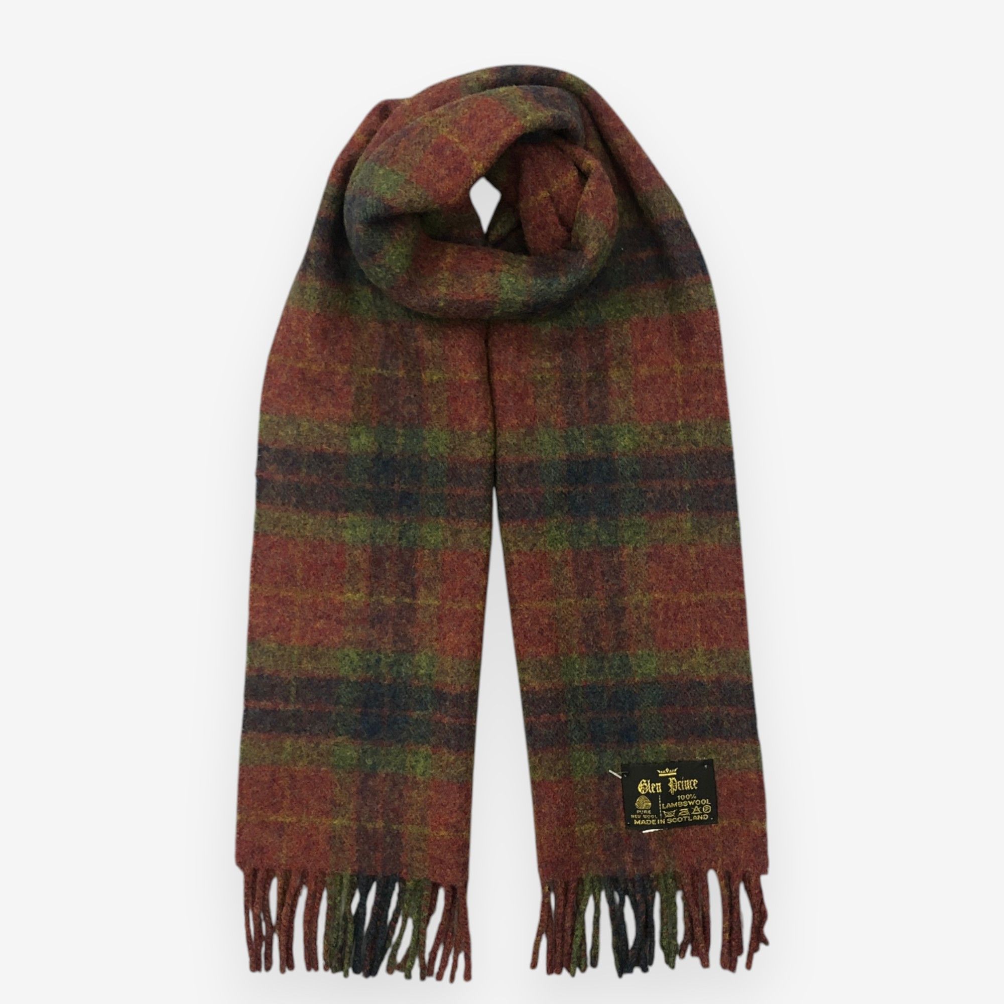 Japanese Brand Vintage Glen Prince Scarf Muffler Wool Plaid Fringe Scarves Size ONE SIZE - 1 Thumbnail