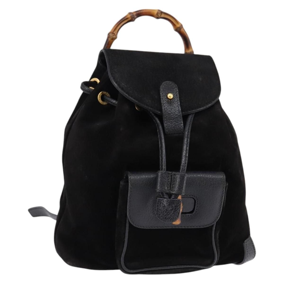 Gucci Gucci Vintage Bamboo Backpack Suede Size ONE SIZE - 1 Thumbnail