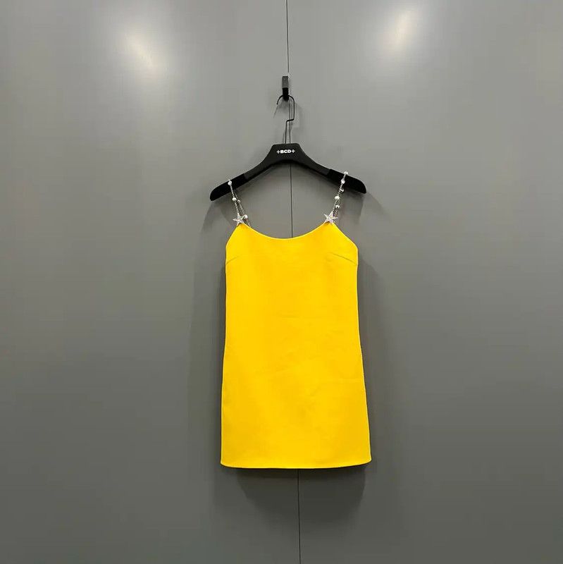 Miu Miu Miu Miu Summer Yellow Cotton Midi Dress 0089 Size XS / US 0-2 / IT 36-38 - 1 Thumbnail