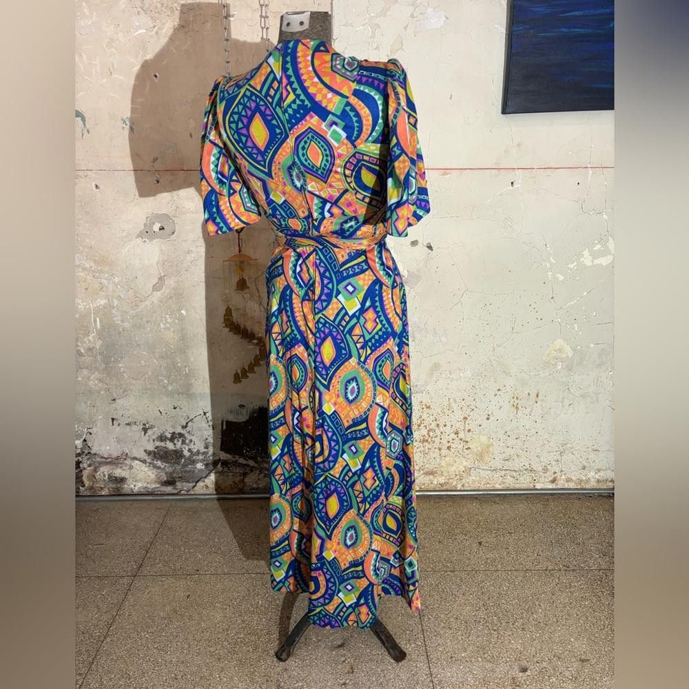 Designer vintage 60’s abstract pattern handmade dress Size L / US 10 / IT 46 - 3 Thumbnail