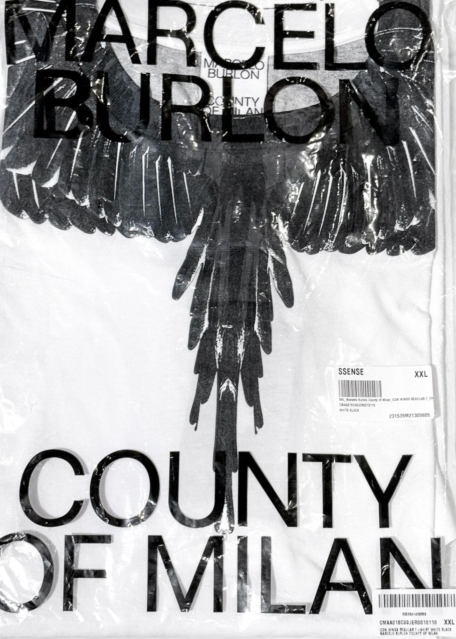Marcelo Burlon Marcelo Burlon Black Wing Print White T-shirt Size US XXL / EU 58 / 5 - 4 Thumbnail
