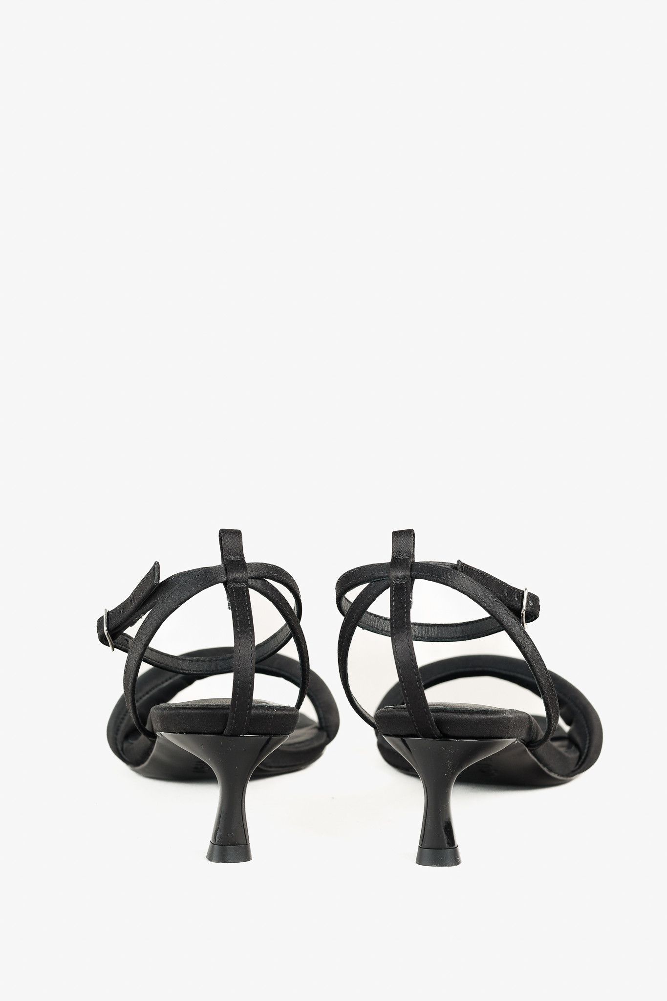 Tibi Tibi Satin Cameron Black Padded Buckled Sandals Size US 8 / IT 38 - 3 Thumbnail