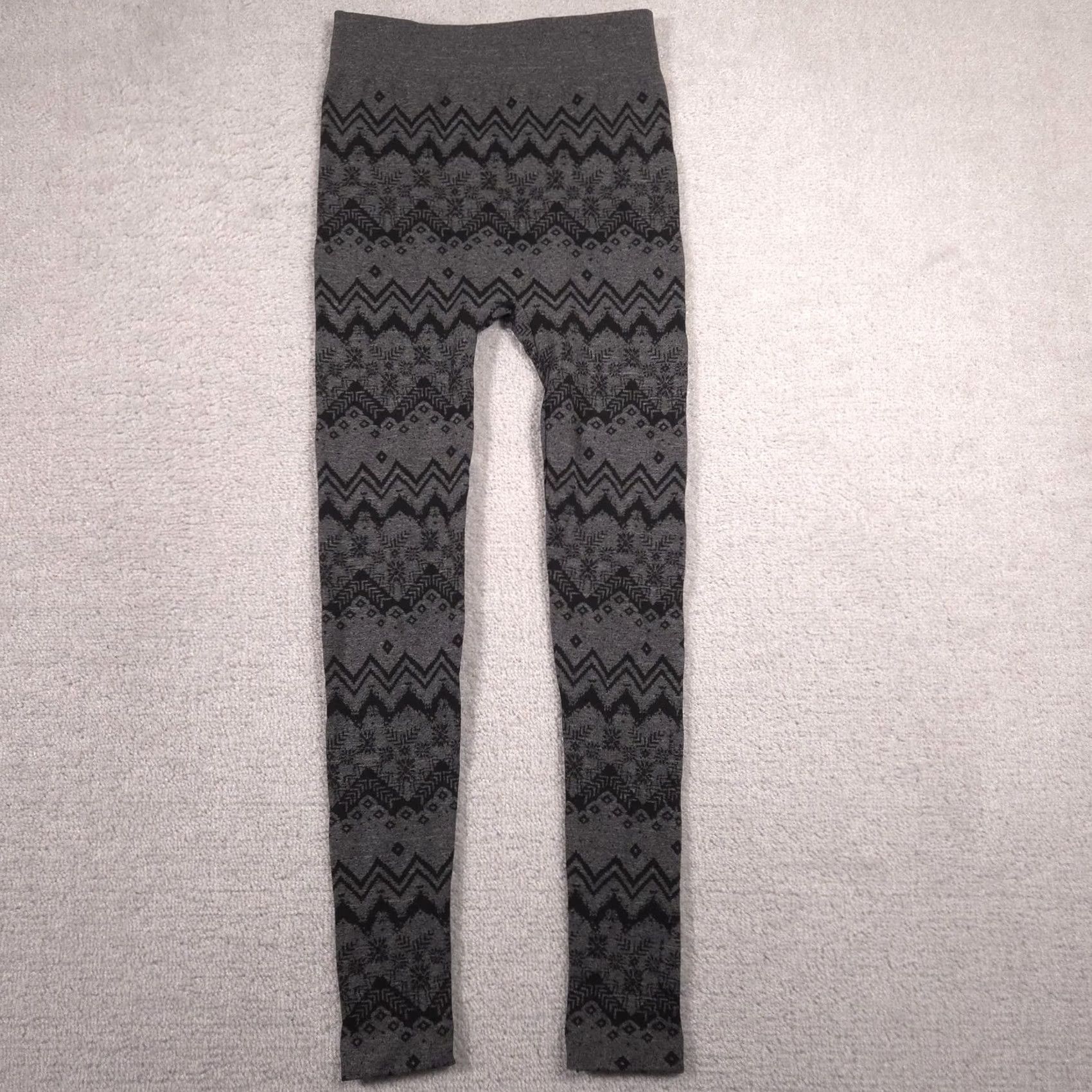 Vintage Muk Luks Leggings Womens M/L Gray Fair Isle Thermal Fleece Winter Warm Size 32" / US 10 / IT 46 - 2 Thumbnail