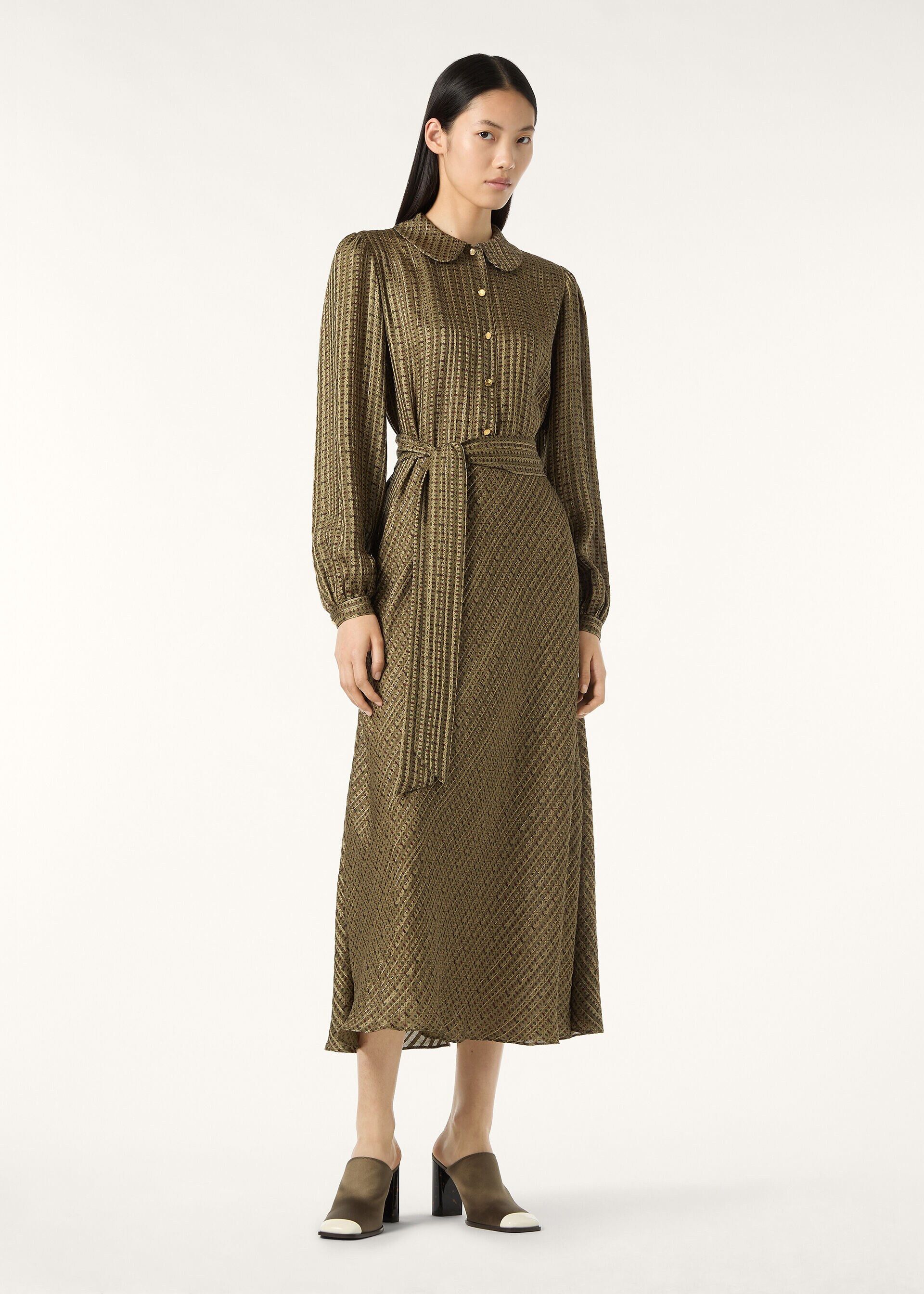 Loro Piana os11x0326 FAQ9321 Laika Dress in Olive/Brown Size L / US 10 / IT 46 - 2 Thumbnail
