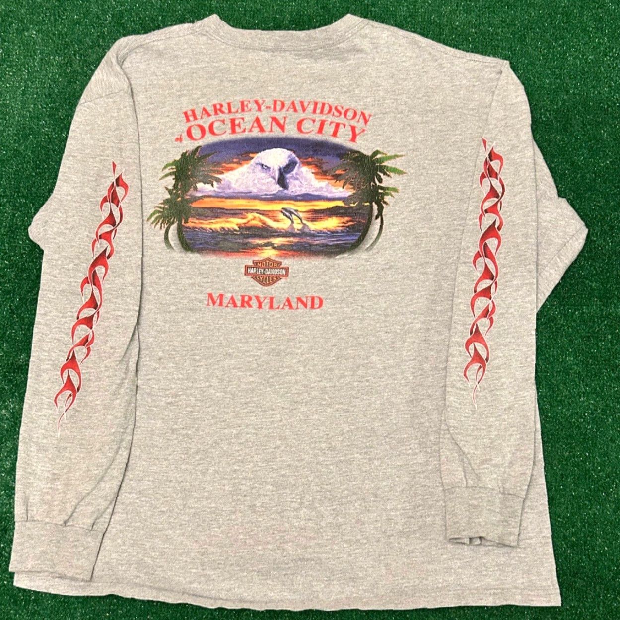 Harley Davidson VINTAGE Harley-Davidson Long Sleeve Shirt XL Gray 90s Y2K Maryland Mens Shirt Size US XL / EU 56 / 4 - 2 Thumbnail