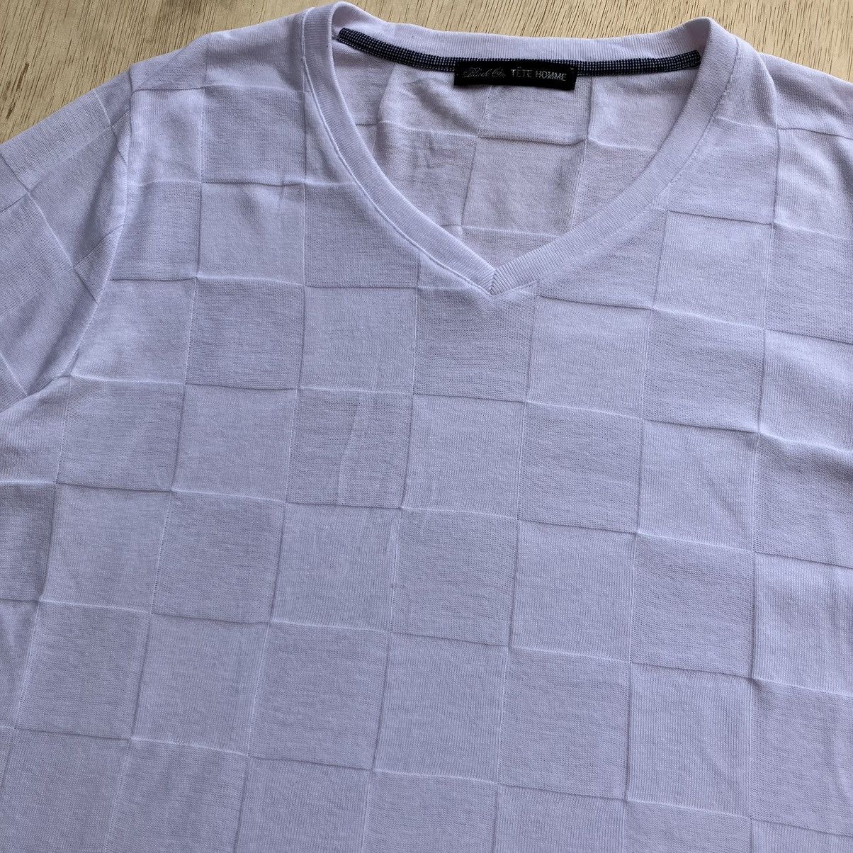 Issey Miyake TETE HOMME CHECKERED by ISSEY MIYAKE V NECK LONG SLEEVE Size US L / EU 52-54 / 3 - 2 Thumbnail
