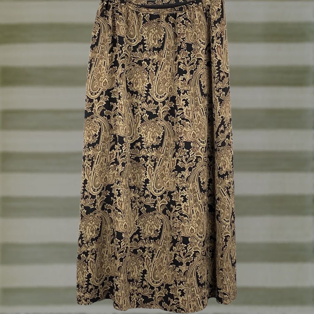 Talbots Talbots Silk A-Line Midi Skirt 6 Brown Geometric Boho Career Classic Whimsigoth Women XS? Size 28" / US 6 / IT 42 - 1 Thumbnail