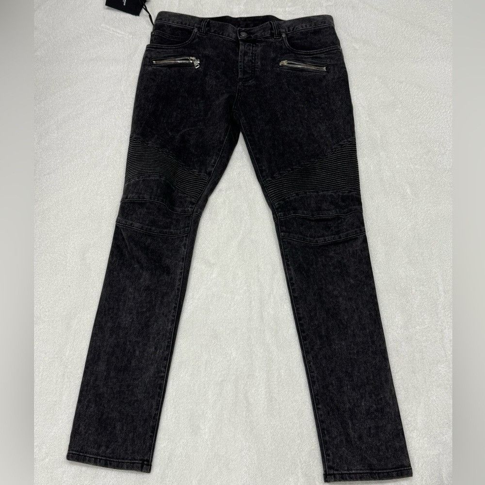 Balmain Balmain Slim Cut Cotton Jeans Ribbed Black Men’s Size 36 Size US 36 / EU 52 - 2 Thumbnail