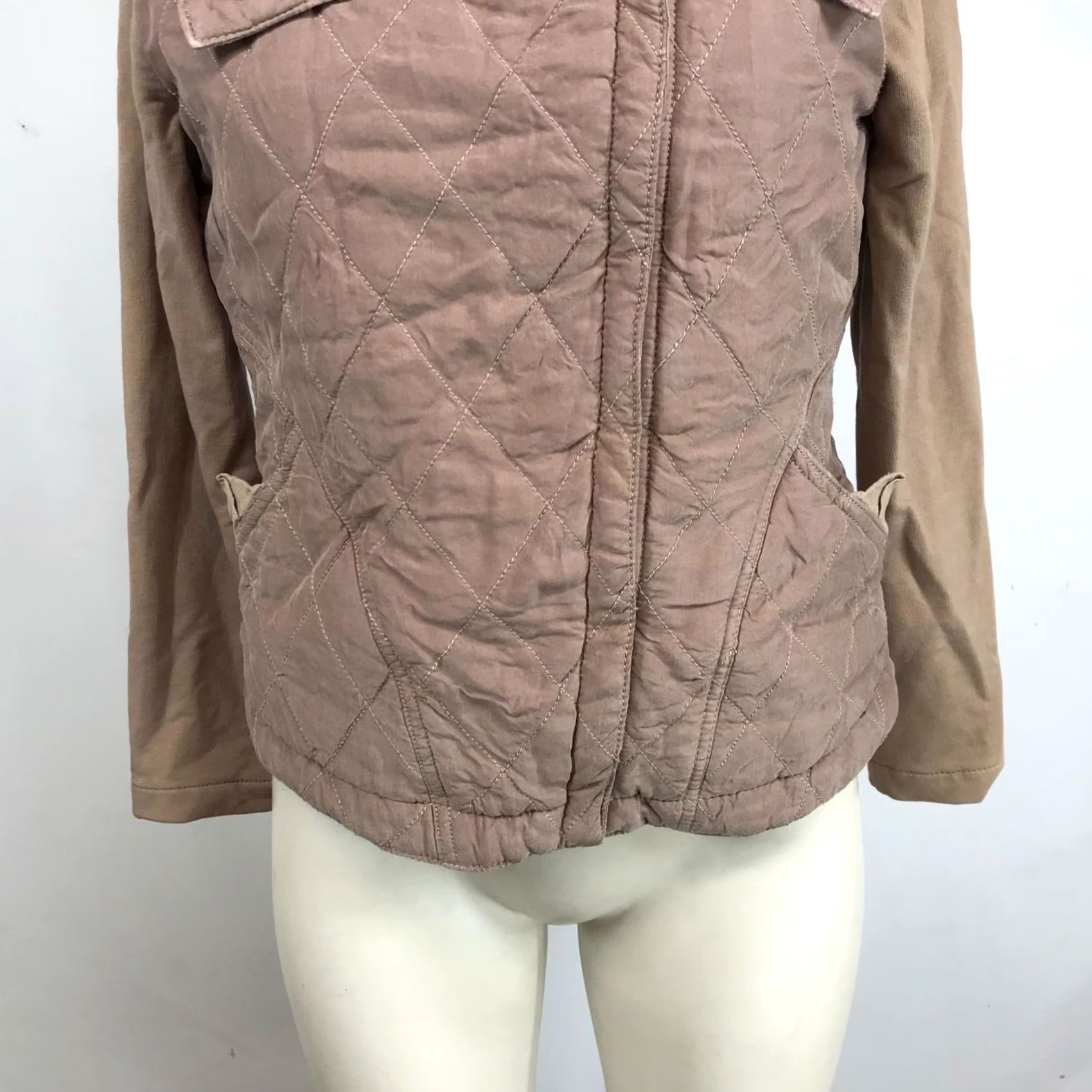 Vintage MARRAKECH Womens XS MAUVE QUILTED ASYMMETRICAL JACKET COAT, Zip, Regular, Basic Jacket, Outer Shell Material SEE TAG, Mauve, Hus? Size XS / US 0-2 / IT 36-38 - 3 Thumbnail